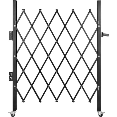 VEVOR Single Folding Security Gate, 48" W x 37" H Folding Door Gate, Steel Accordion Security Gate, Flexible Expanding Security Gate, 360° Rolling Barricade Gate, Scissor Gate or Door with Padlock 