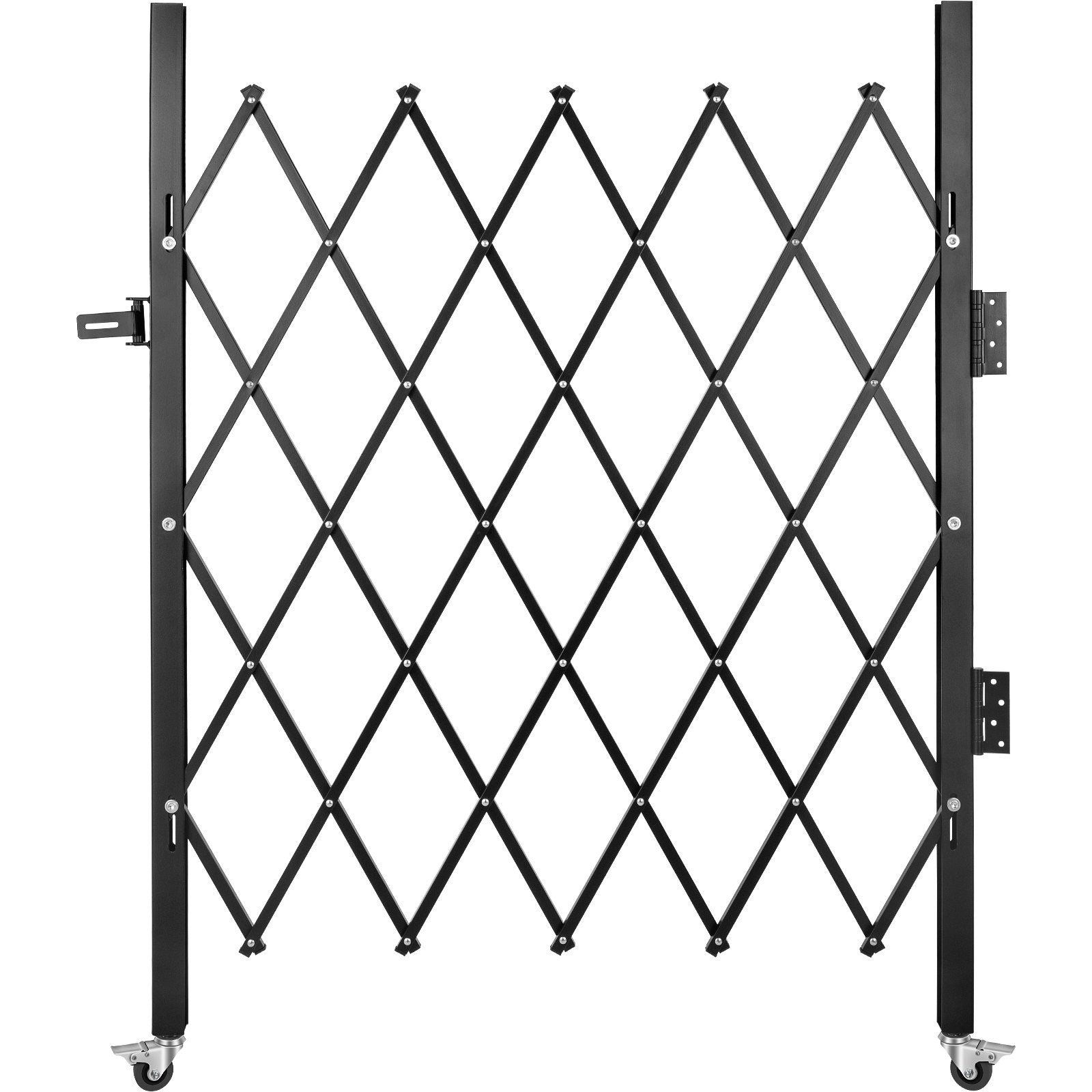 VEVOR Single Folding Security Gate, 48" W x 37" H Folding Door Gate, Steel Accordion Security Gate, Flexible Expanding Security Gate, 360° Rolling Barricade Gate, Scissor Gate or Door with Padlock 
