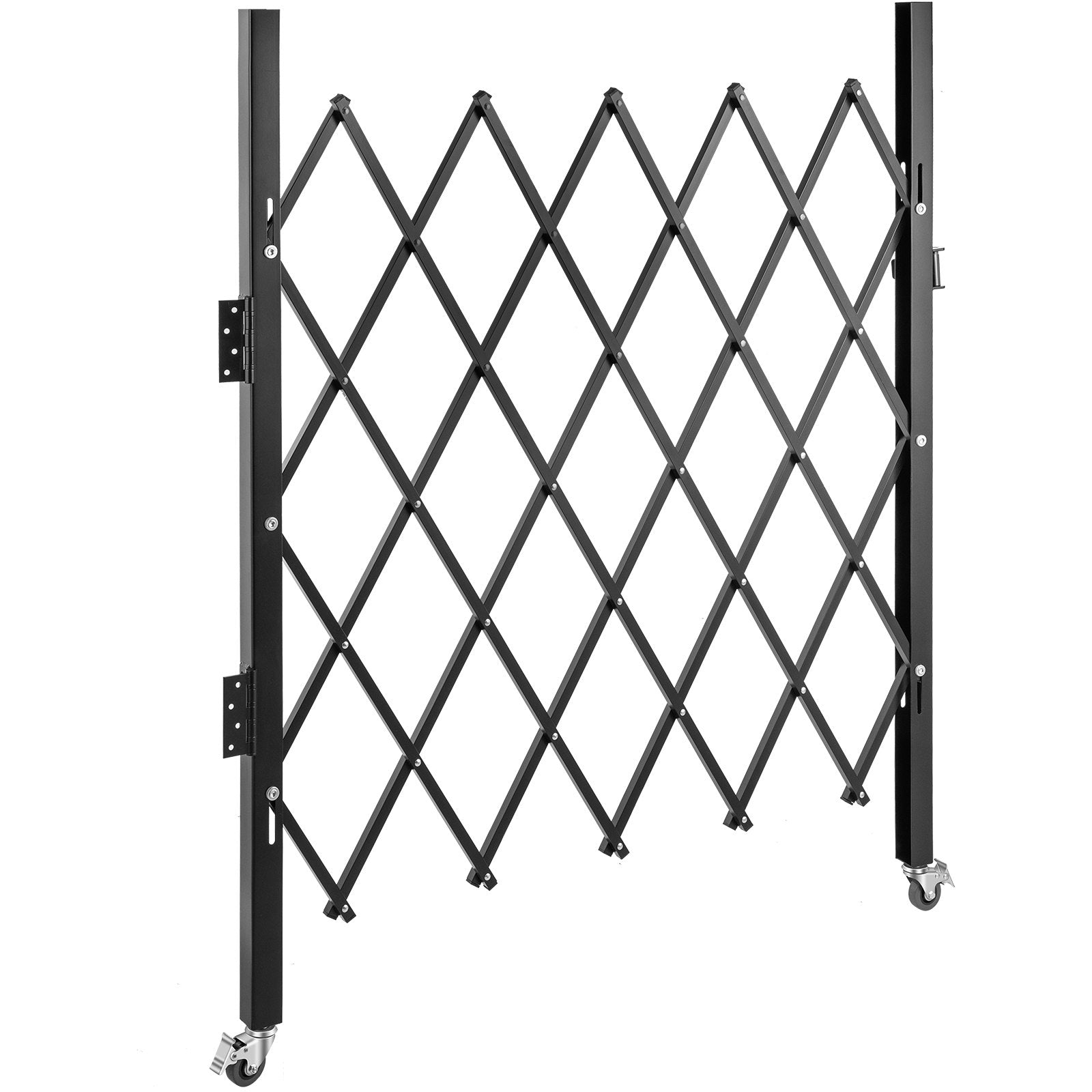 VEVOR Single Folding Security Gate, 48" W x 37" H Folding Door Gate, Steel Accordion Security Gate, Flexible Expanding Security Gate, 360° Rolling Barricade Gate, Scissor Gate or Door with Padlock 