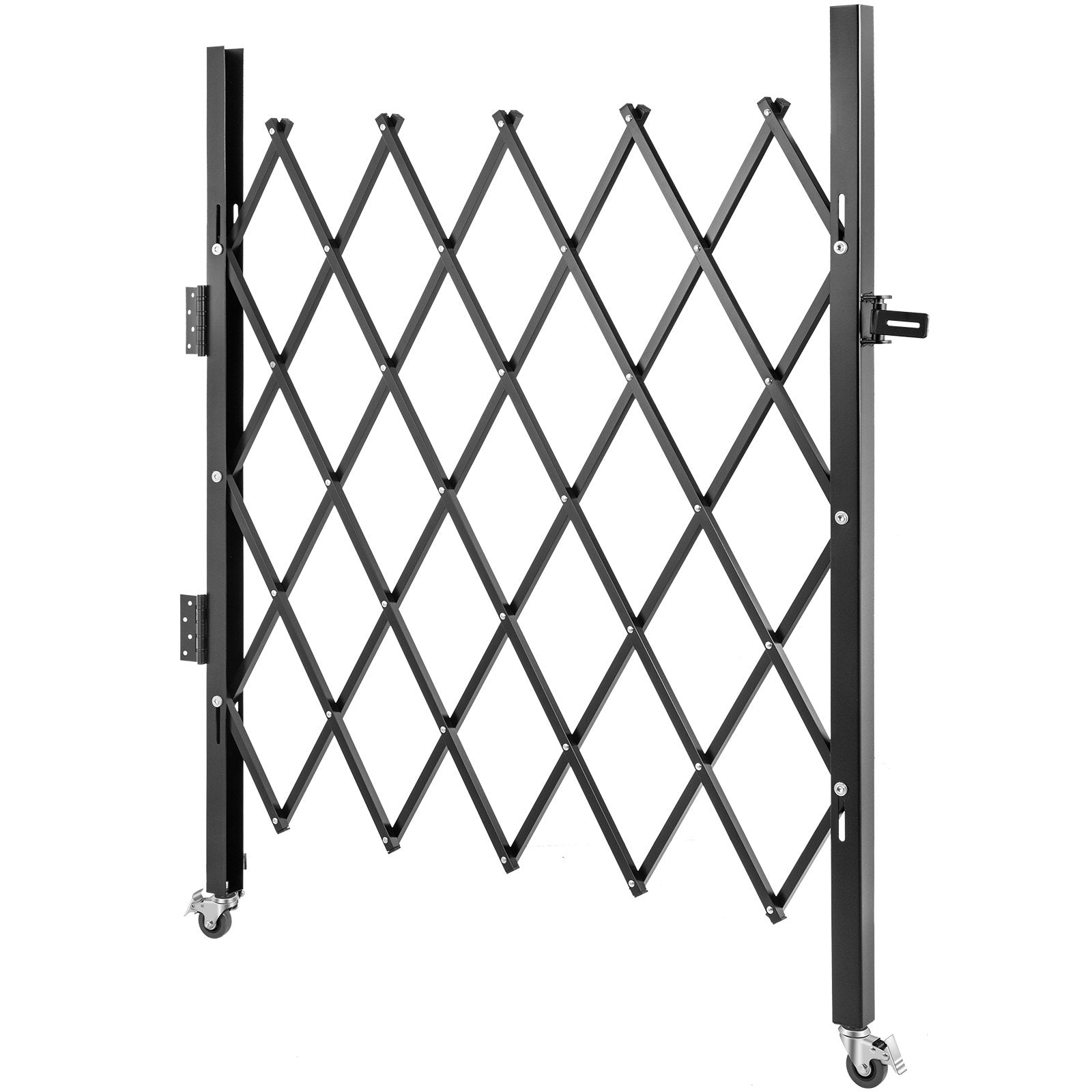 VEVOR Single Folding Security Gate, 48" W x 37" H Folding Door Gate, Steel Accordion Security Gate, Flexible Expanding Security Gate, 360° Rolling Barricade Gate, Scissor Gate or Door with Padlock 