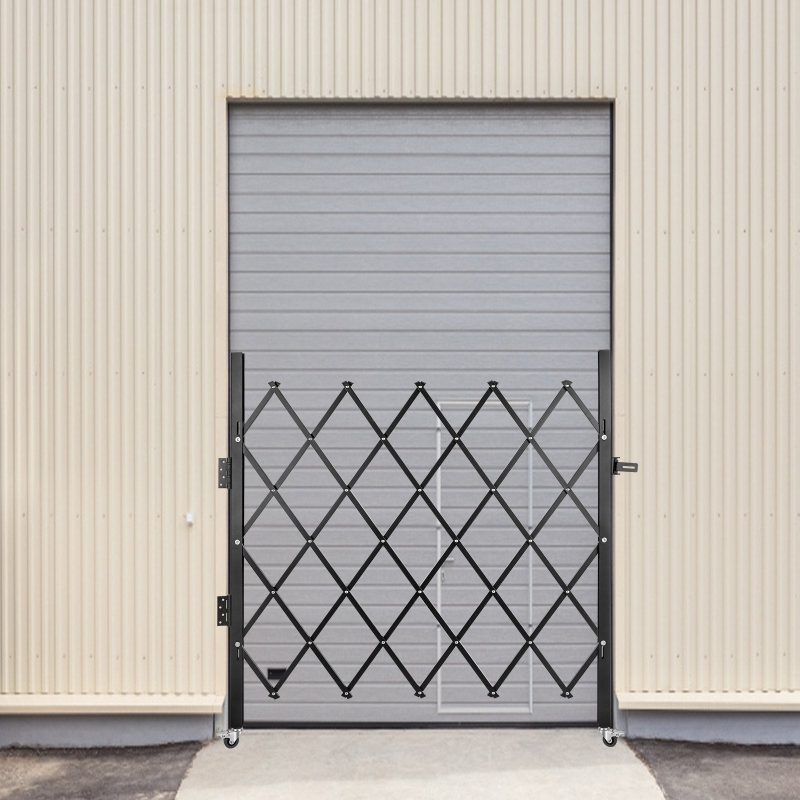 VEVOR Single Folding Security Gate, 5.1'H x 5.9'W ?61 x 71 inch?Folding Door Gate, Steel Accordion Security Gate, Flexible Expanding Security Gate, 360° Rolling Barricade Gate, Scissor Gate/Door with Padlock 