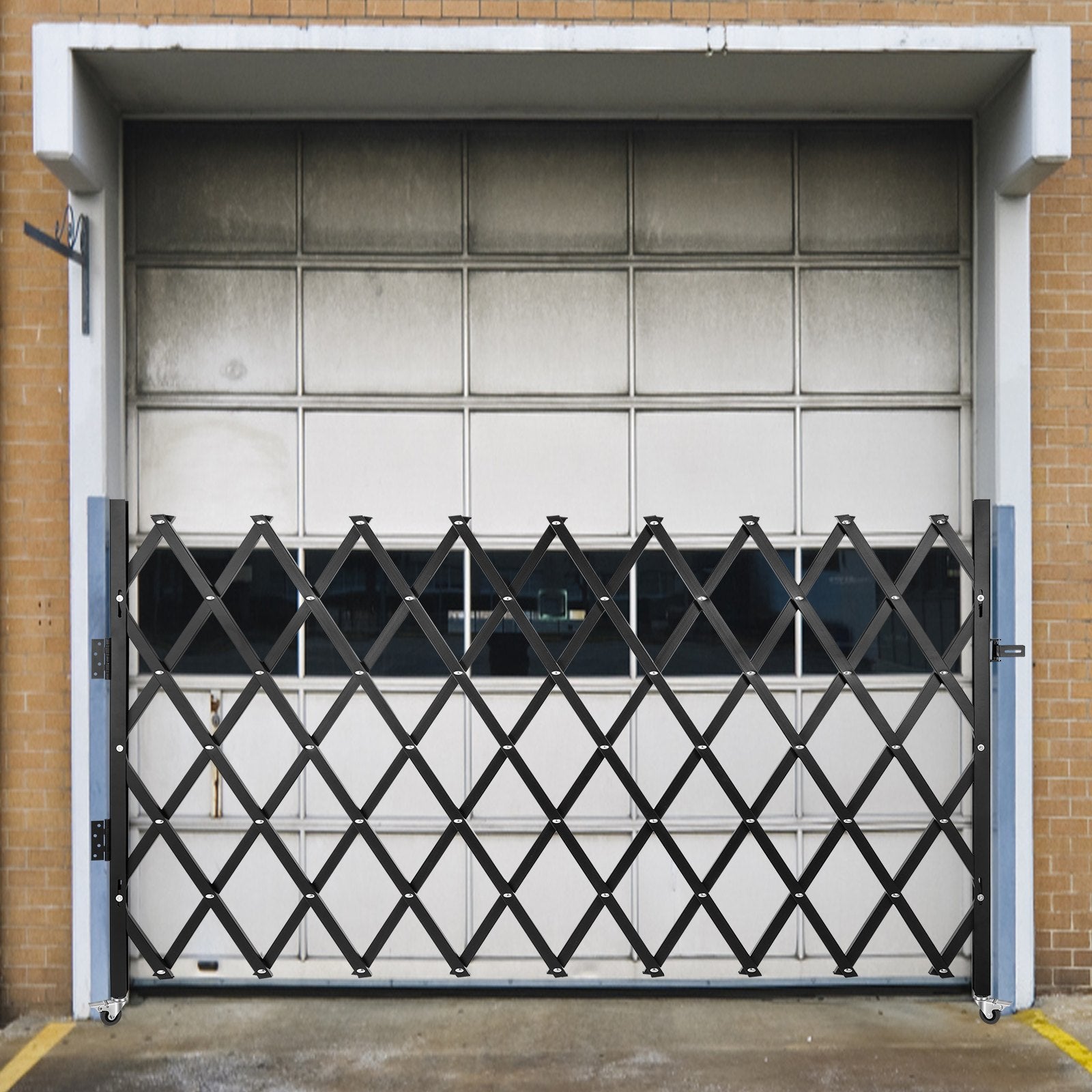 VEVOR Single Folding Security Gate, 75"W x 50"H Folding Door Gate, Steel Accordion Security Gate, Flexible Expanding Security Gate, 360° Rolling Barricade Gate, Scissor Gate or Door with Padlock 