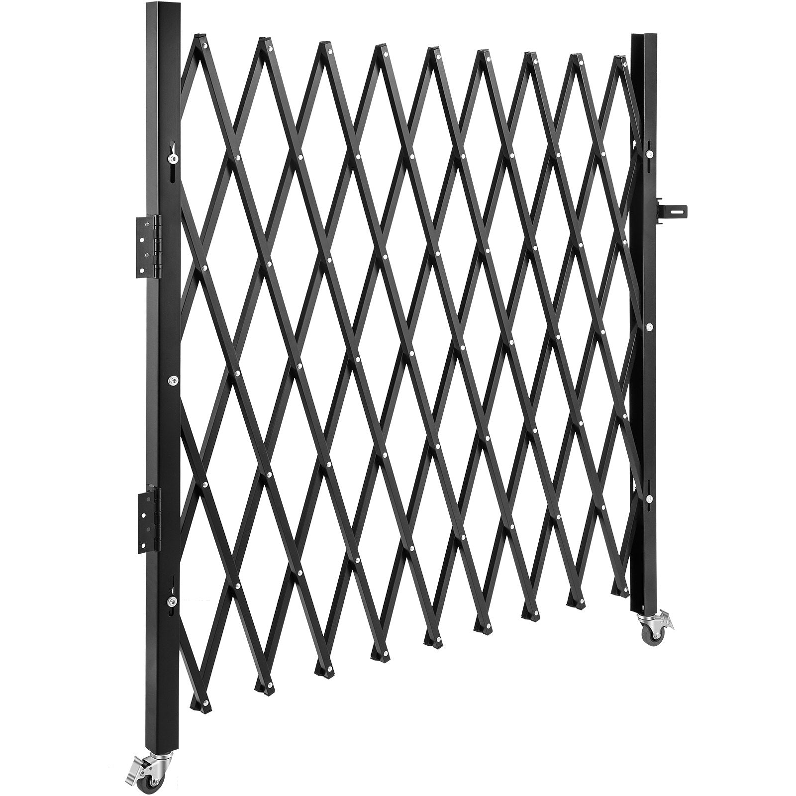 VEVOR Single Folding Security Gate, 75"W x 50"H Folding Door Gate, Steel Accordion Security Gate, Flexible Expanding Security Gate, 360° Rolling Barricade Gate, Scissor Gate or Door with Padlock 
