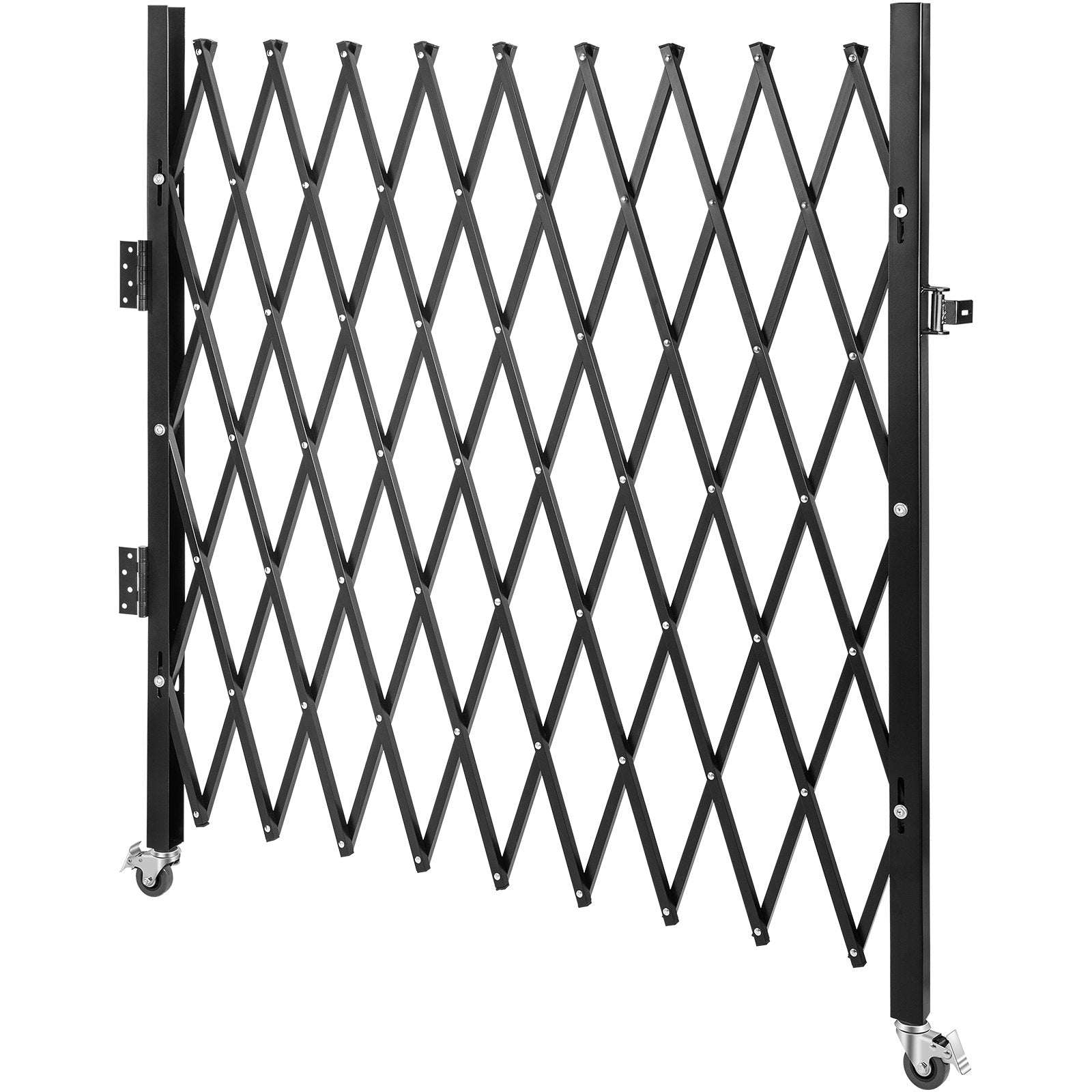 VEVOR Single Folding Security Gate, 75"W x 50"H Folding Door Gate, Steel Accordion Security Gate, Flexible Expanding Security Gate, 360° Rolling Barricade Gate, Scissor Gate or Door with Padlock 
