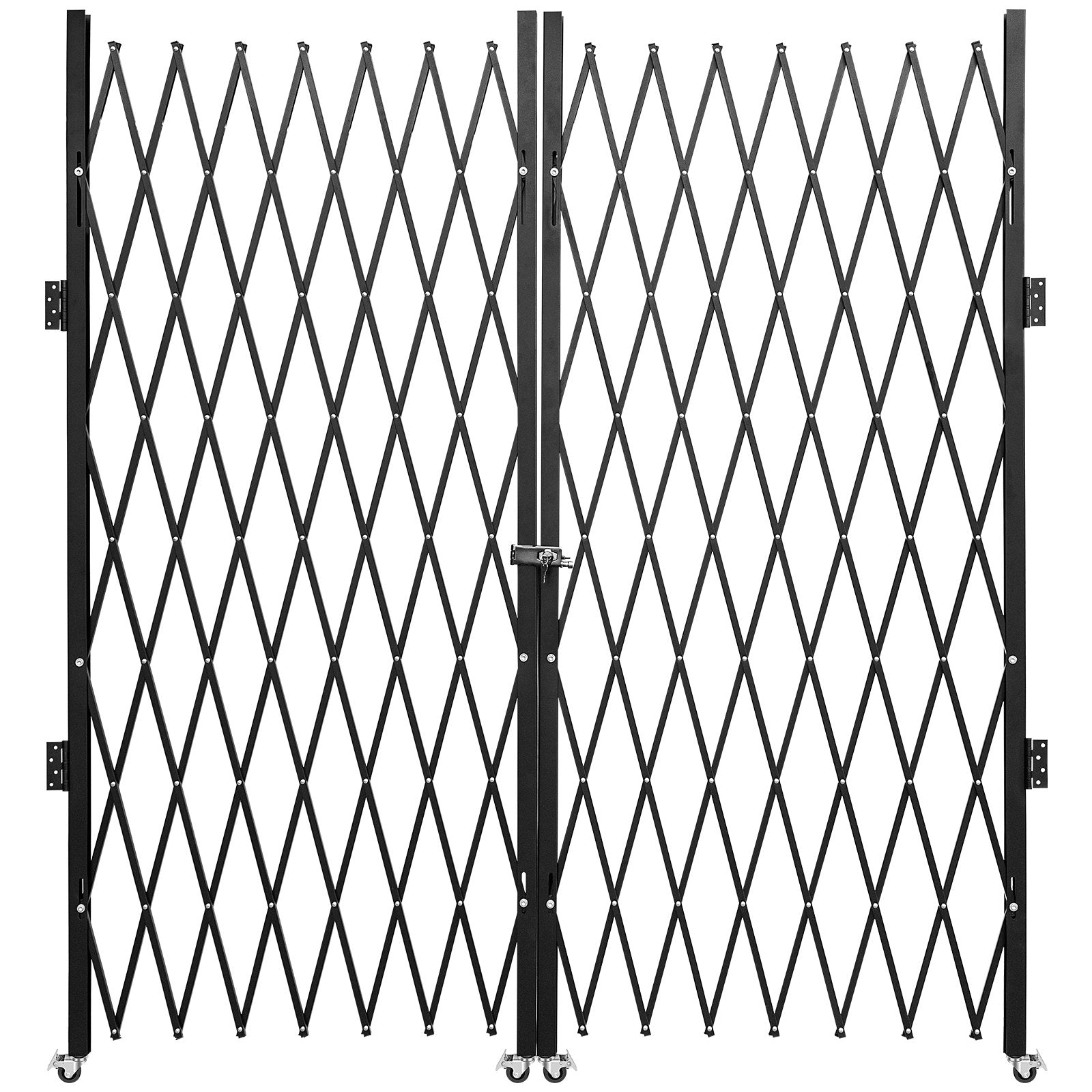 VEVOR Double Folding Security Gate, 5.1' H x 10.2' W Folding Door Gate, Steel Accordion Security Gate, Flexible Expanding Security Gate, 360° Rolling Barricade Gate, Scissor Gate or Door with Padlock 