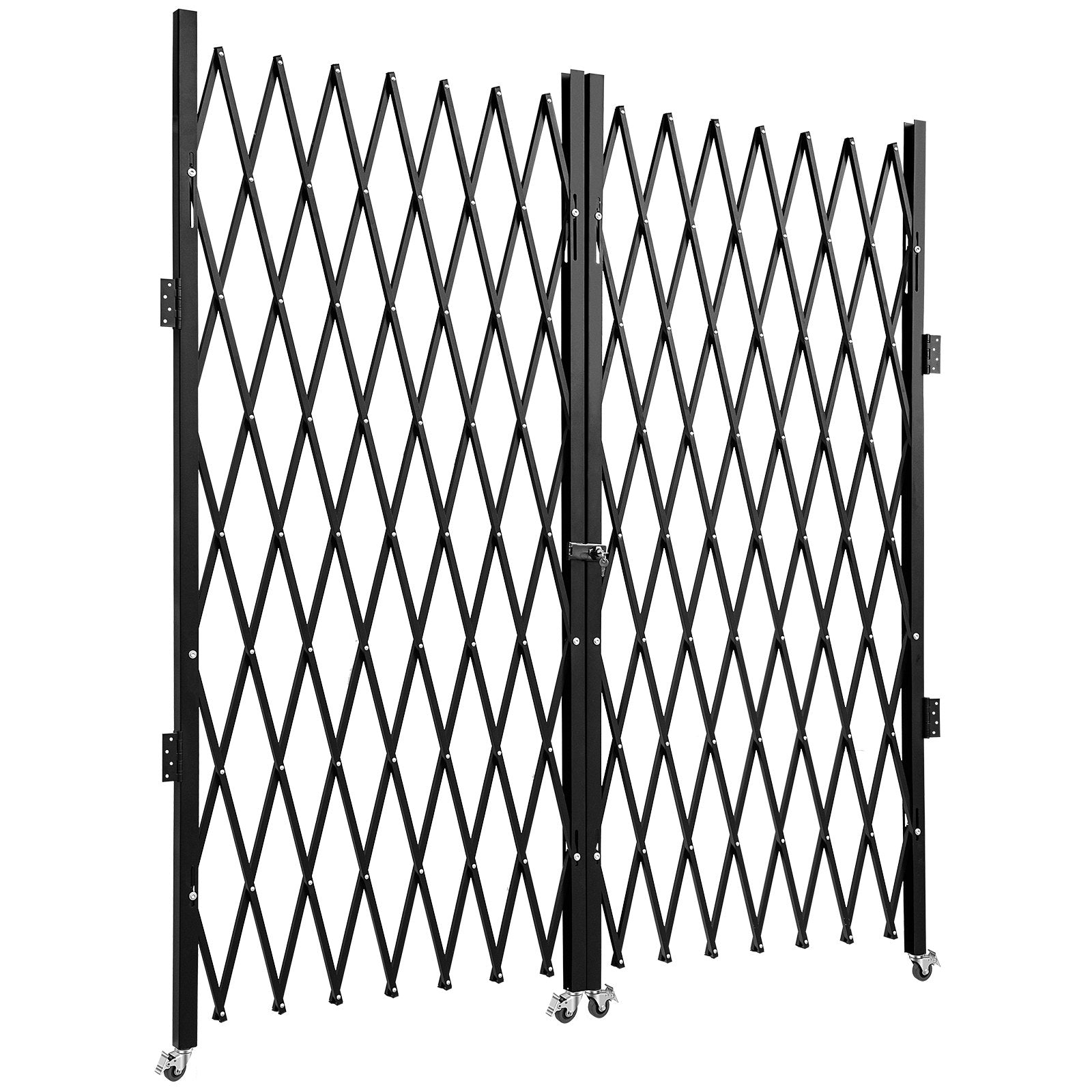 VEVOR Double Folding Security Gate, 5.1' H x 10.2' W Folding Door Gate, Steel Accordion Security Gate, Flexible Expanding Security Gate, 360° Rolling Barricade Gate, Scissor Gate or Door with Padlock 