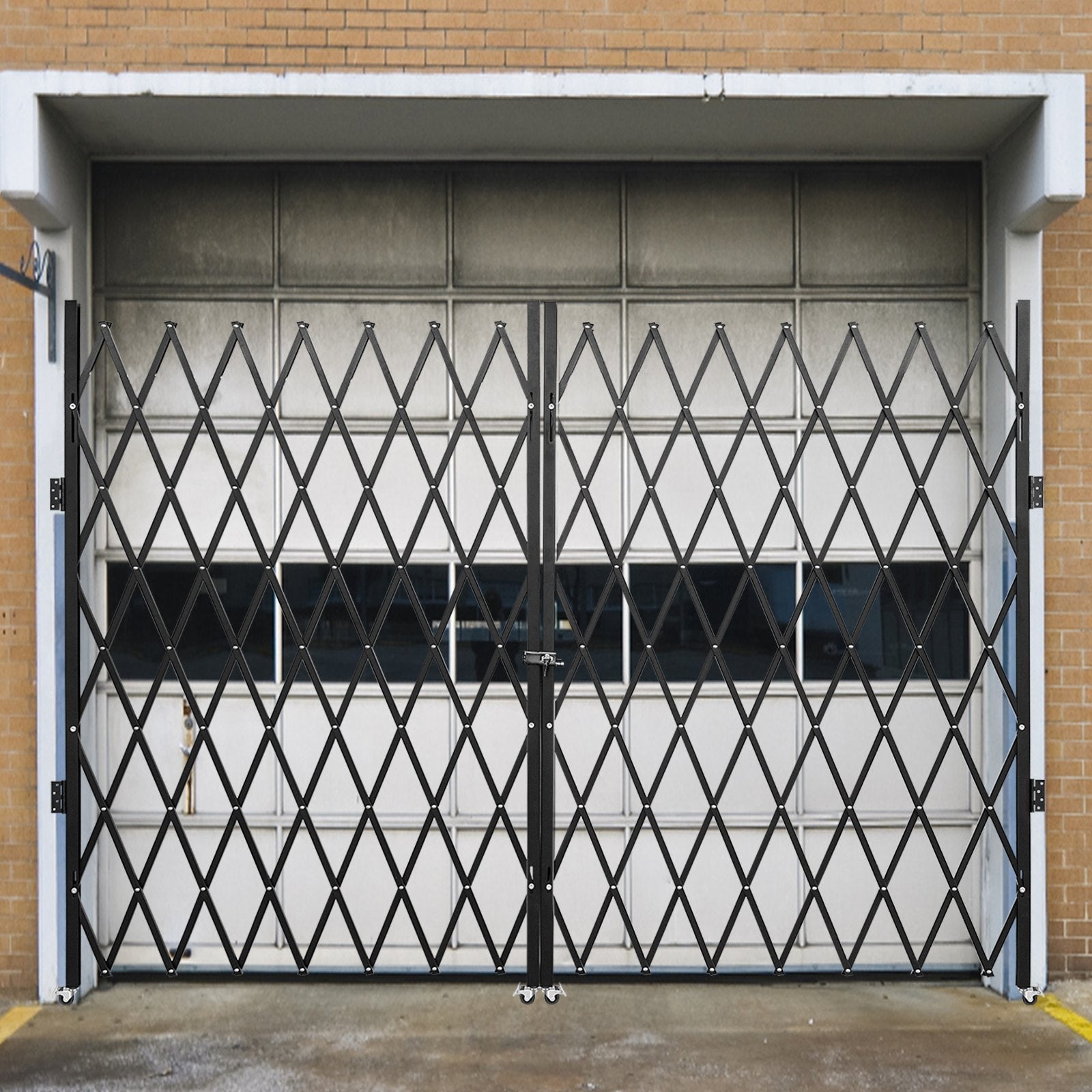 VEVOR Double Folding Security Gate, 7.1' H x 12.5' W Folding Door Gate, Steel Accordion Security Gate, Flexible Expanding Security Gate, 360° Rolling Barricade Gate, Scissor Gate or Door w/ Padlock 