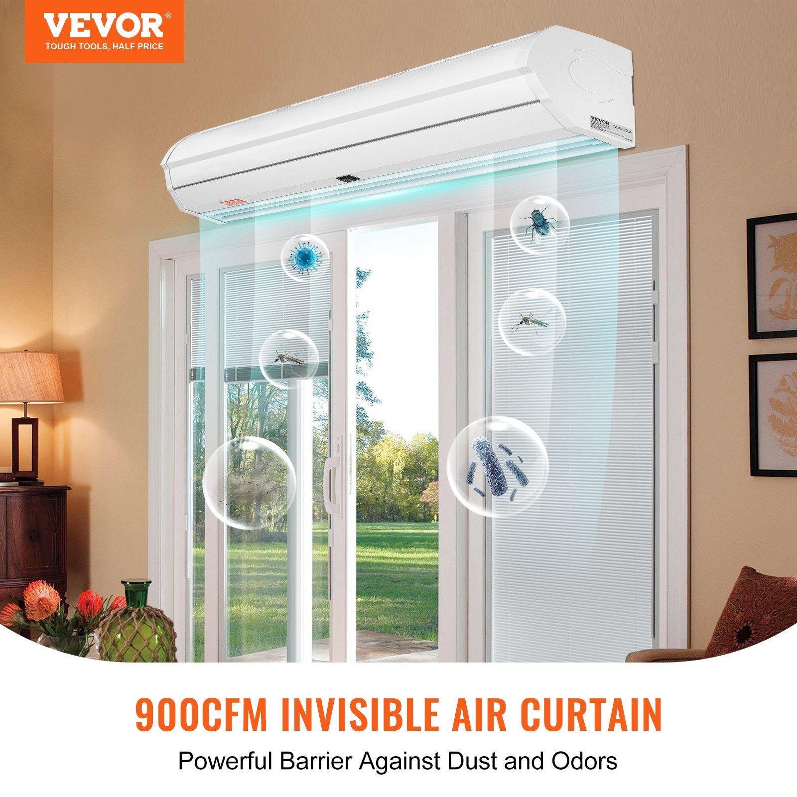 VEVOR 36" Commercial Indoor Air Curtain Super Power 2 Speeds 900CFM, Tested to UL Standards Wall Mounted Air Curtains for Doors, Indoor Over Door Fan with Heavy Duty Limit Switch, Easy-Install 110V Unheated 