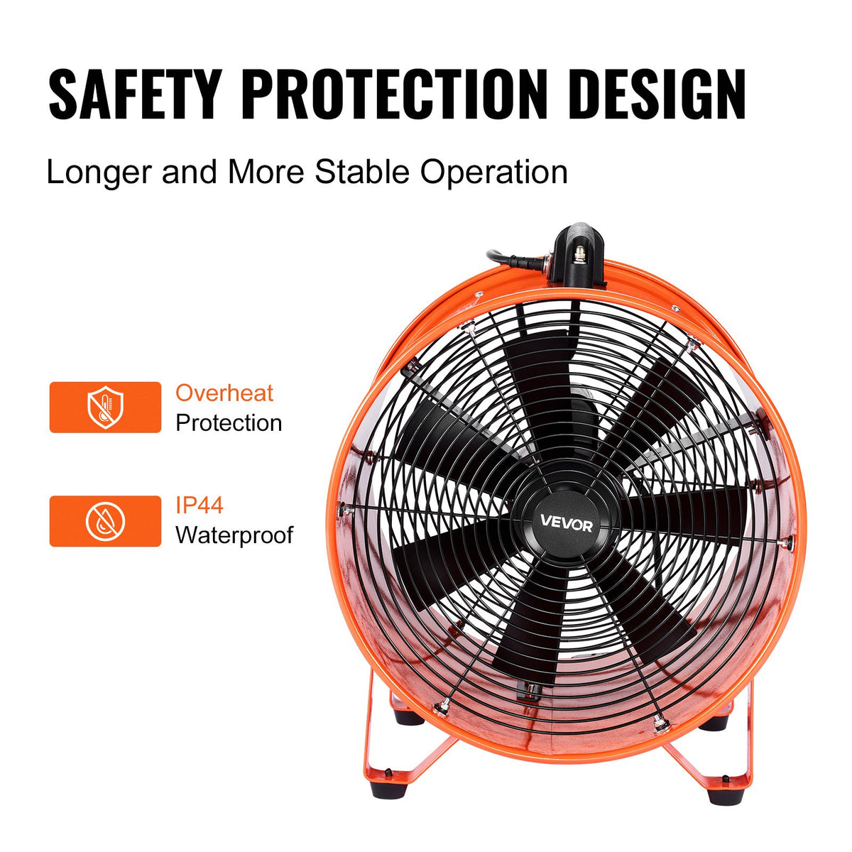 16-Inch Industrial Ventilation Fan with 33 ft Duct Hose, 1350W Portable Exhaust Blower, 5175 CFM