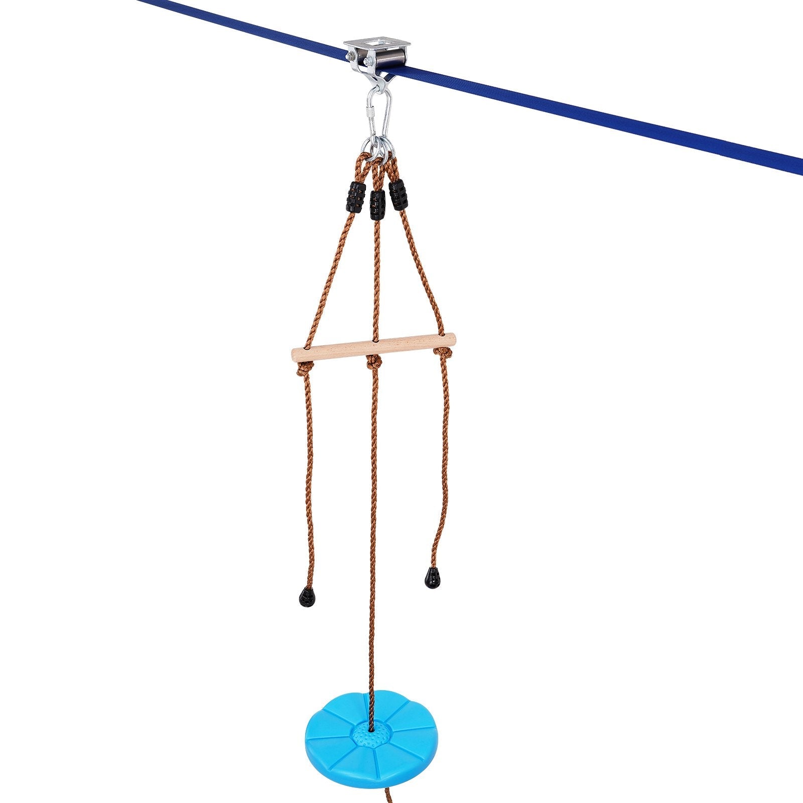 VEVOR Zipline Kit for Kids and Adult, 52 ft Zip Line Kits Up to 500 lb, Backyard Outdoor Quick Setup Zipline, Playground Entertainment with Zipline, Nylon Safety Harness, Seat, and Handlebar 