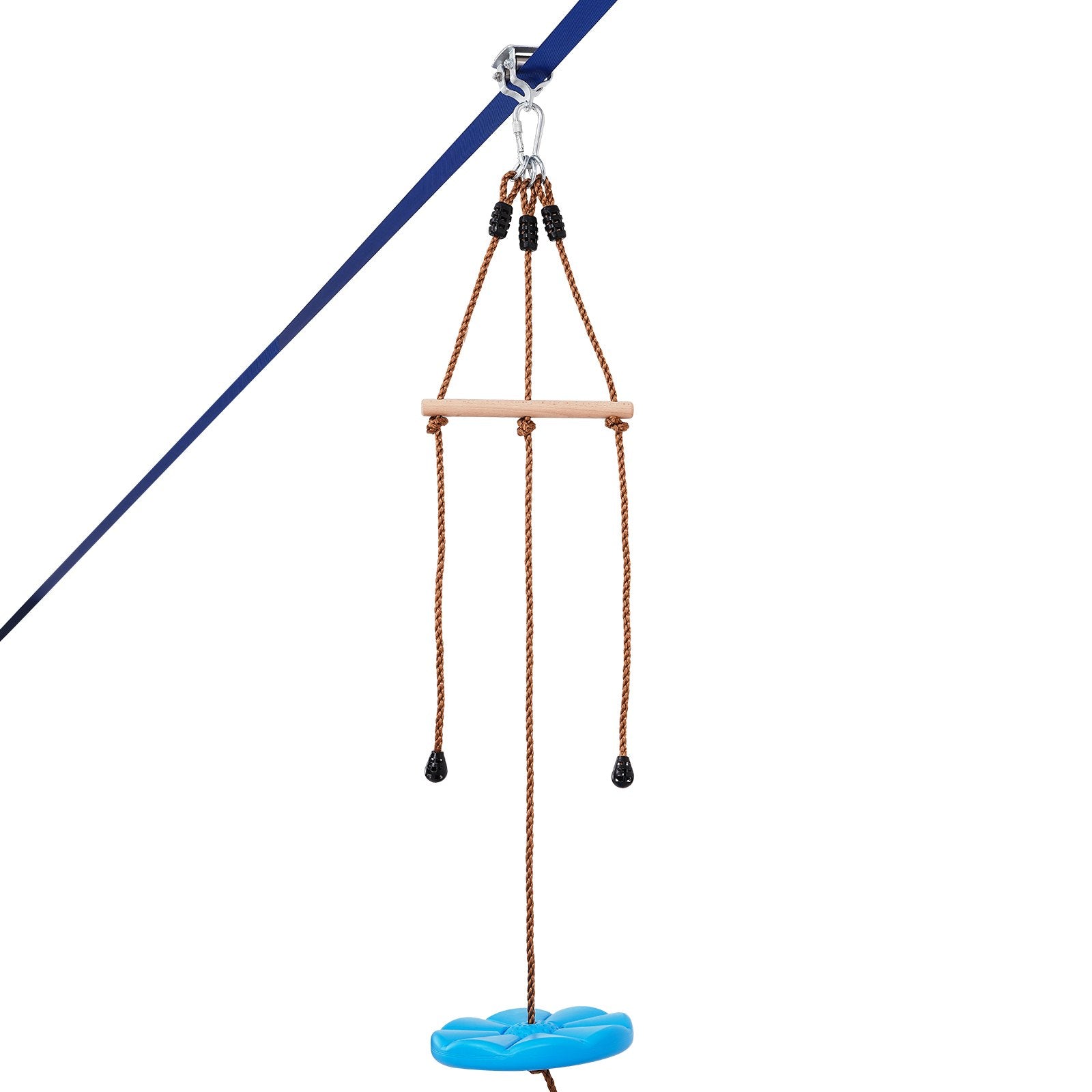 VEVOR Zipline Kit for Kids and Adult, 52 ft Zip Line Kits Up to 500 lb, Backyard Outdoor Quick Setup Zipline, Playground Entertainment with Zipline, Nylon Safety Harness, Seat, and Handlebar 