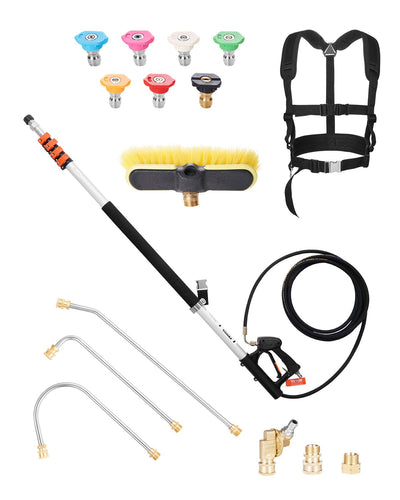 VEVOR Pressure Washer Telescoping Wand 21 ft Brush Head Telescopic Spray Wand 