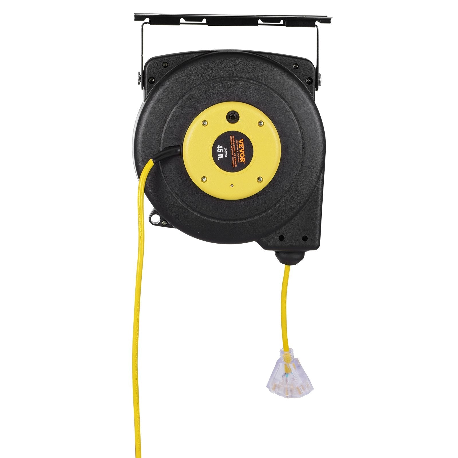 VEVOR Retractable Extension Cord Reel Power Cord Reel 45FT 12AWG/3C SJTOW 