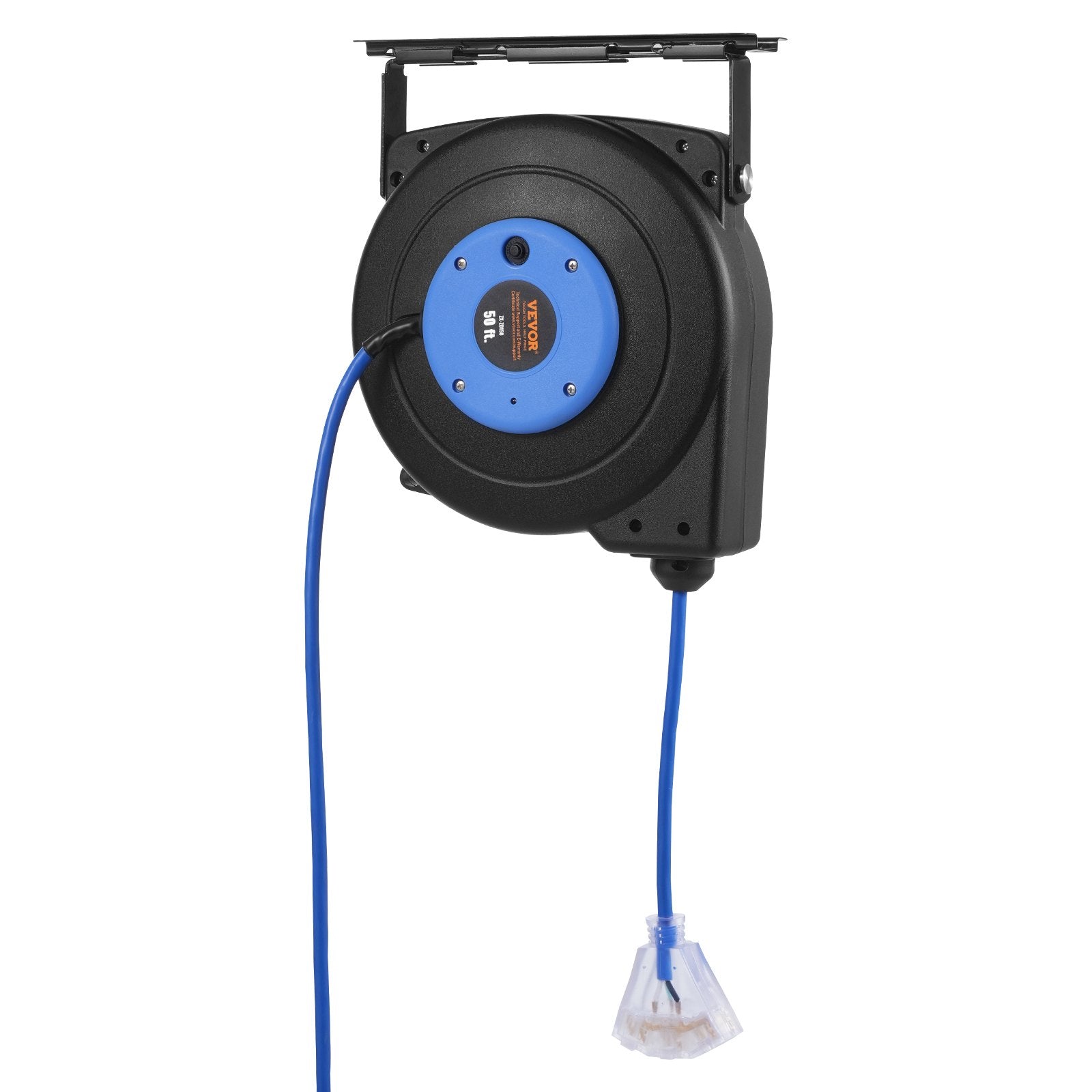 VEVOR Retractable Extension Cord Reel Power Cord Reel 50FT 14AWG/3C SJTOW 