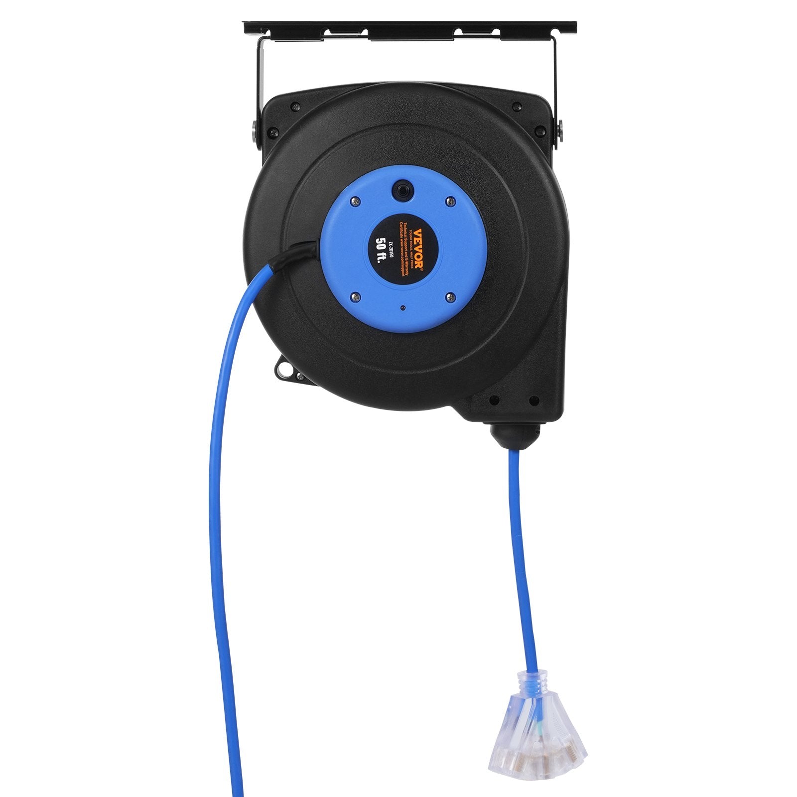 VEVOR Retractable Extension Cord Reel Power Cord Reel 50FT 14AWG/3C SJTOW 