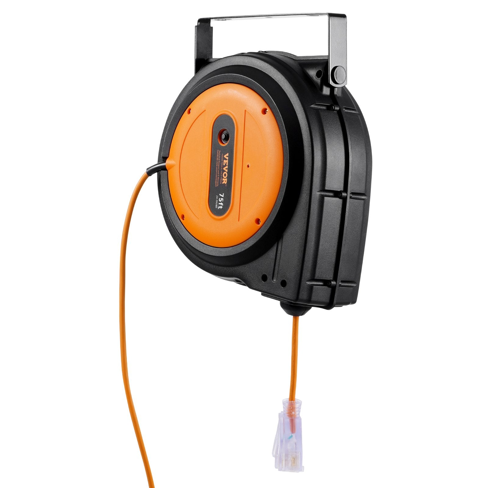 VEVOR Retractable Extension Cord Reel Power Cord Reel 75FT 14AWG/3C SJTOW 