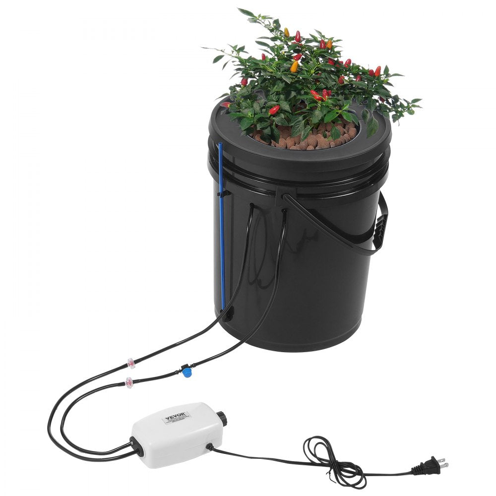 VEVOR DWC Hydroponics Grow System Deep Water Culture with Top Drip 1 Bucket 5Gal 