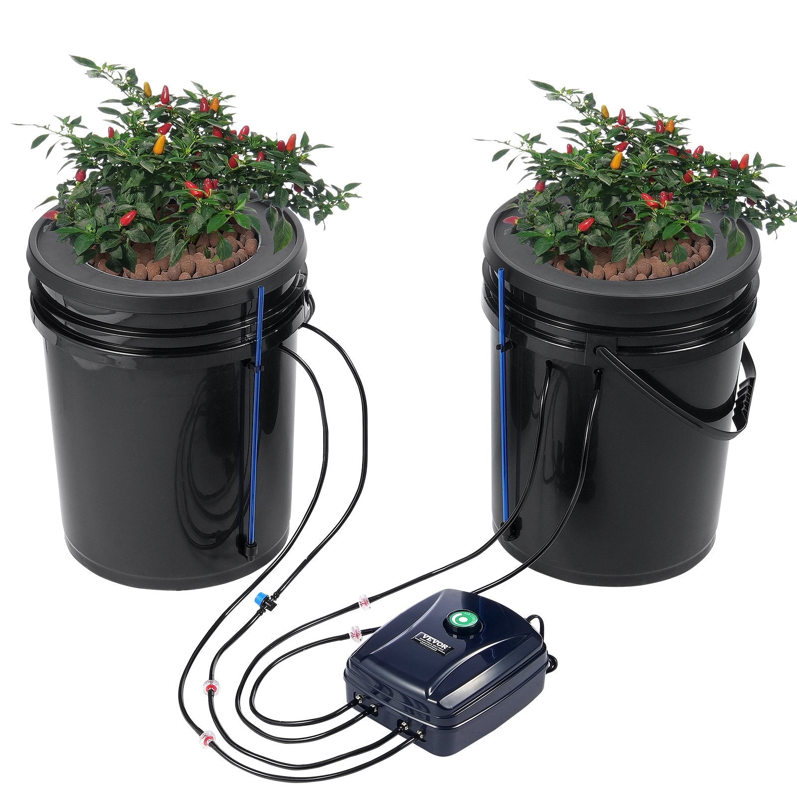 VEVOR DWC Hydroponics Grow System Deep Water Culture with Top Drip 2 Buckets 