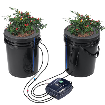 VEVOR DWC Hydroponics Grow System Deep Water Culture with Top Drip 2 Buckets 