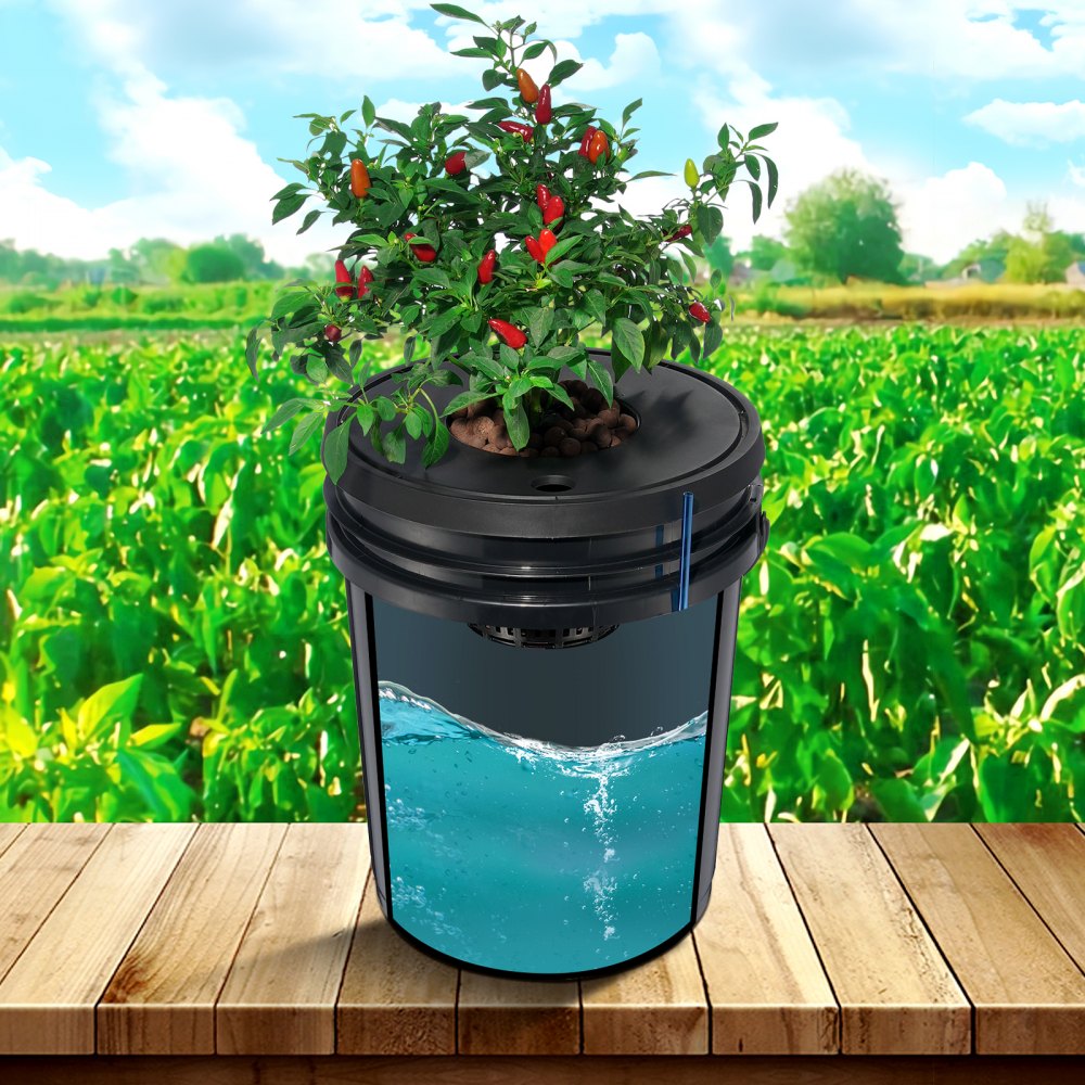 VEVOR DWC Hydroponic System, 5 Gallon 4 Buckets, Deep Water Culture Growing Bucket, Hydroponics Grow Kit with Pump, Air Stone and Water Level Device, for Indoor/Outdoor Leafy Vegetables 