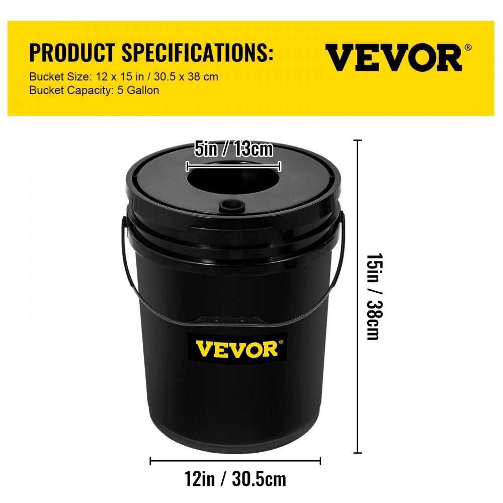 VEVOR DWC Hydroponic System, 5 Gallon 8 Buckets, Deep Water Culture Growing Bucket, Hydroponics Grow Kit with Pump, Air Stone and Water Level Device, for Indoor/Outdoor Leafy Vegetables 