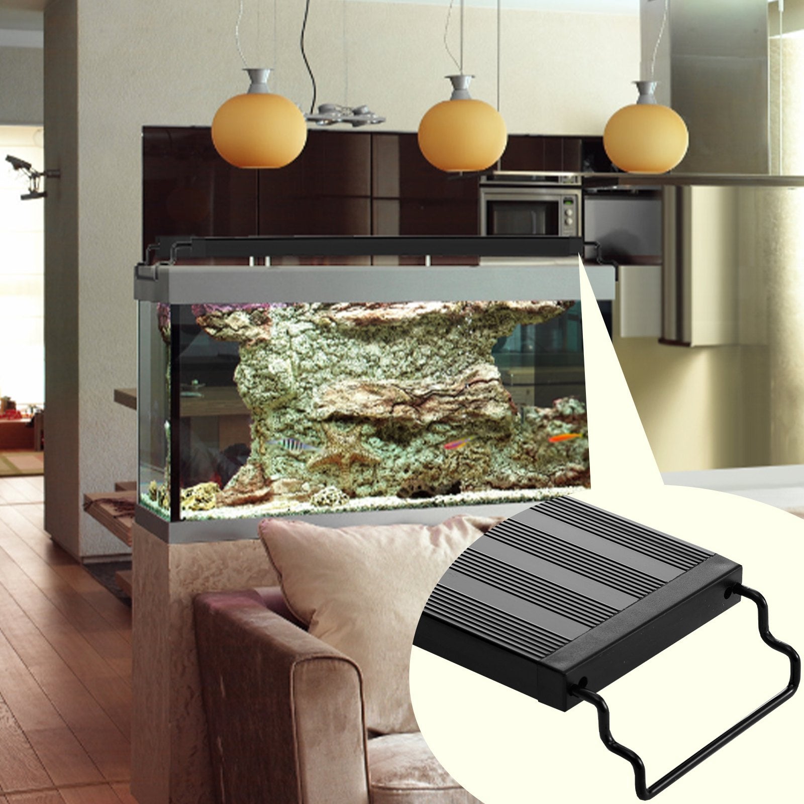 VEVOR Aquarium Light, 10W Full Spectrum Fish Tank Light with 5 Levels Adjustable Brightness, Adjustable Timer and Power-Off Memory, with ABS Shell Extendable Brackets for 12"-18" Freshwater Fish Tank 