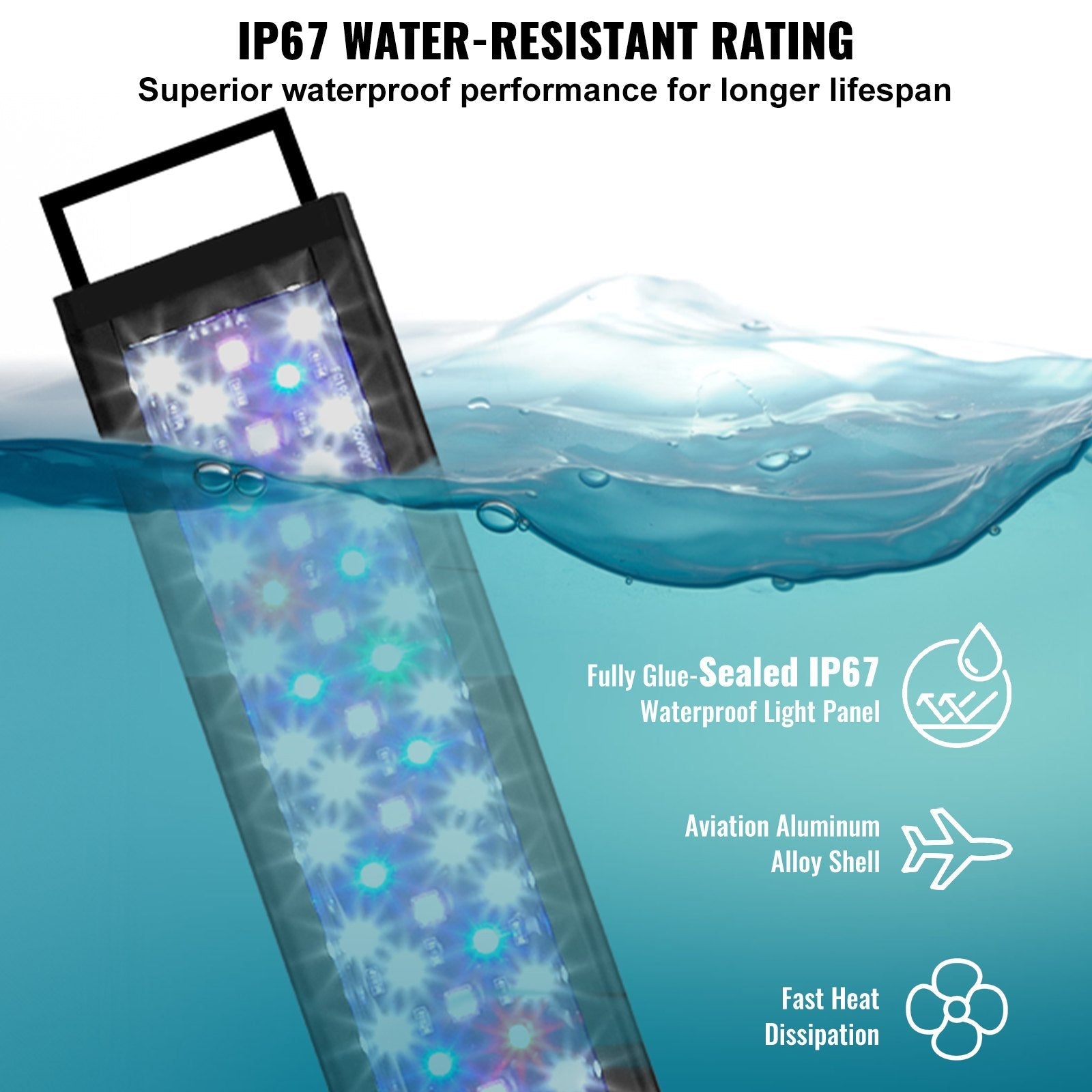 VEVOR Aquarium Light, 18W Full Spectrum Fish Tank Light with 24/7 Natural Mode, Adjustable Timer & 5-Level Brightness, with Aluminum Alloy Shell Extendable Brackets for 18"-24" Freshwater Planted Tank 