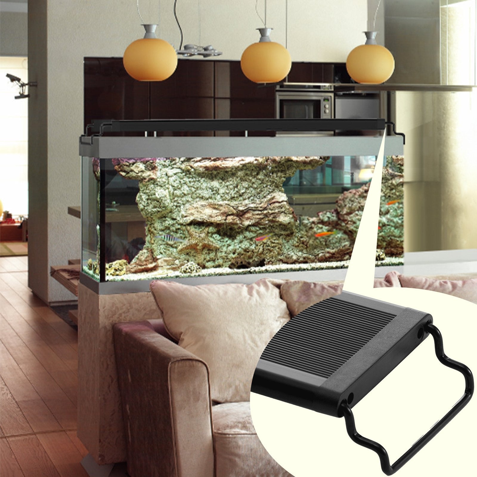 VEVOR Aquarium Light, 18W Full Spectrum Fish Tank Light with 24/7 Natural Mode, Adjustable Timer & 5-Level Brightness, with Aluminum Alloy Shell Extendable Brackets for 18"-24" Freshwater Planted Tank 