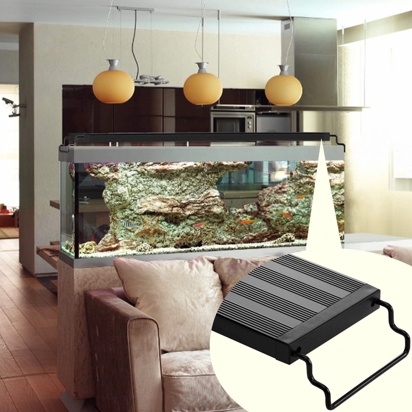 VEVOR Aquarium Light, 26W Full Spectrum Fish Tank Light with 5 Levels Adjustable Brightness, Adjustable Timer and Power-Off Memory, with ABS Shell Extendable Brackets for 36"-42" Freshwater Fish Tank 
