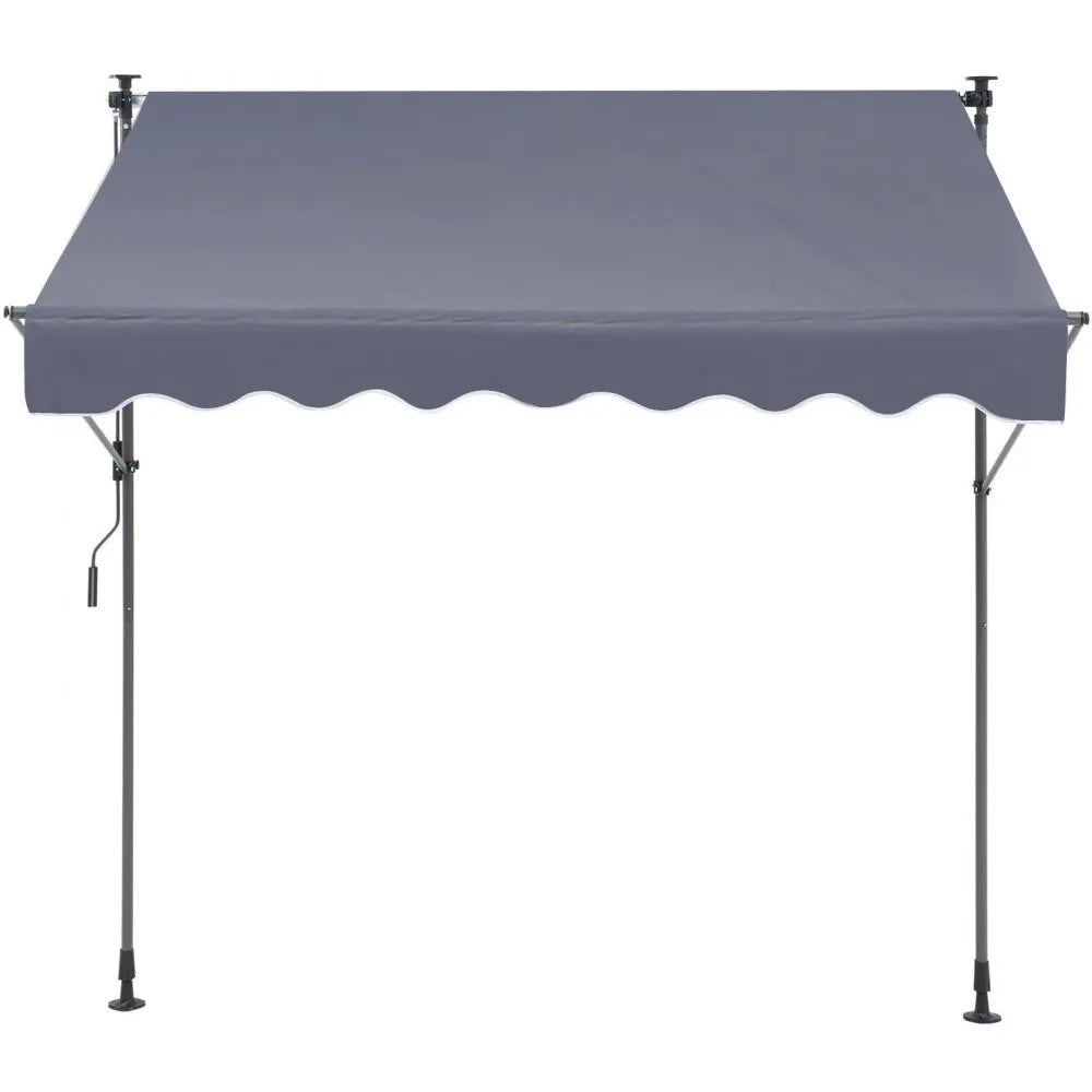 VEVOR Manual Retractable Awning, 118" Outdoor Retractable Patio Awning Sunshade Shelter, Adjustable Patio Door Window Awning Canopy with 39" Sun Shade Curtain for Backyard, Garden, Balcony