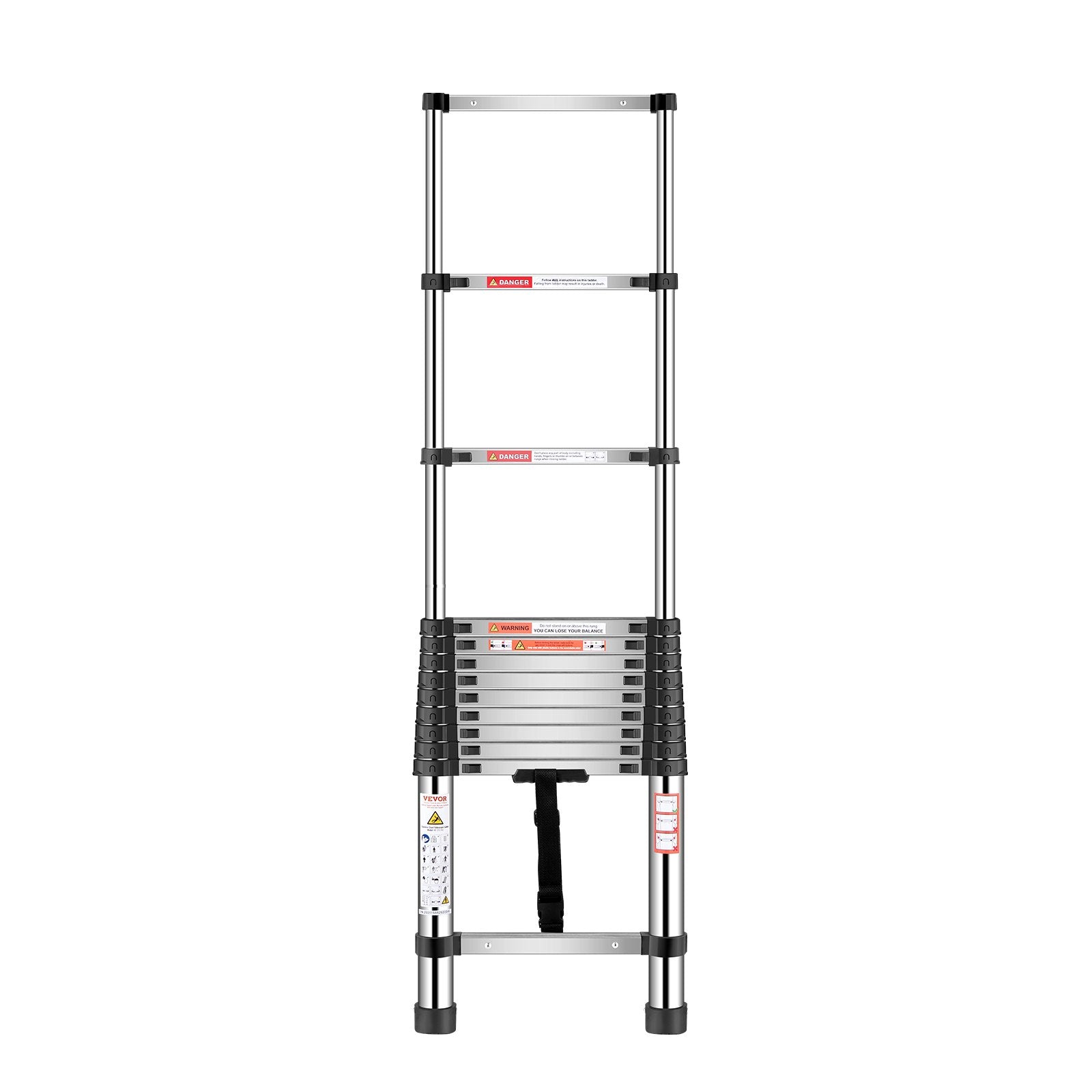 VEVOR Telescoping Ladder Stainless Steel Extension Step 12.5ft Portable Ladders 