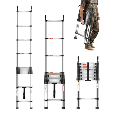 VEVOR Telescoping Ladder Stainless Steel Extension Step 16.5ft Portable Ladders 