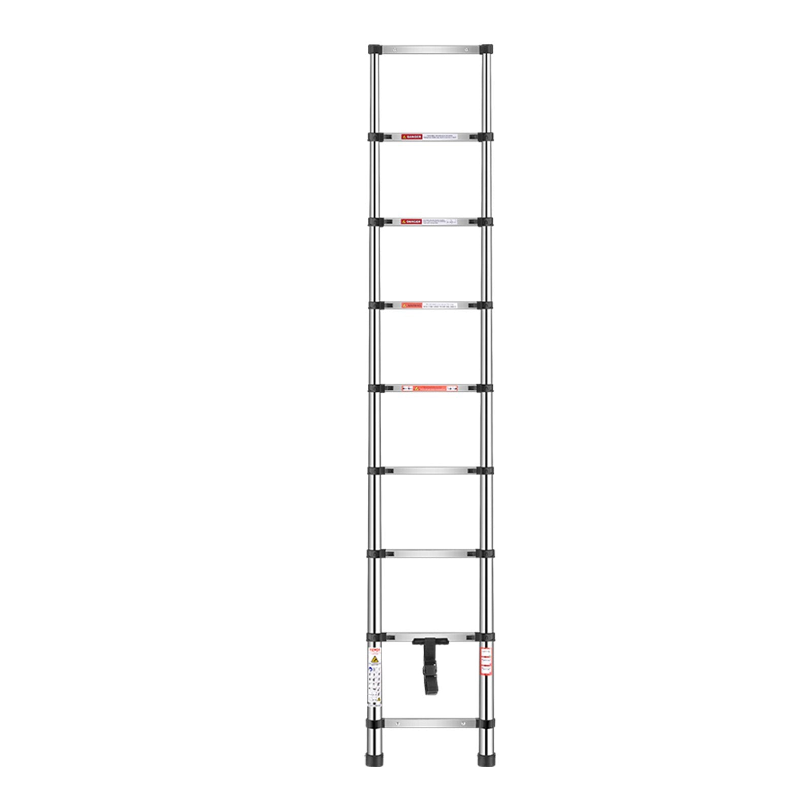 VEVOR Telescoping Ladder Stainless Steel Extension Step 8.5ft Portable Ladders 