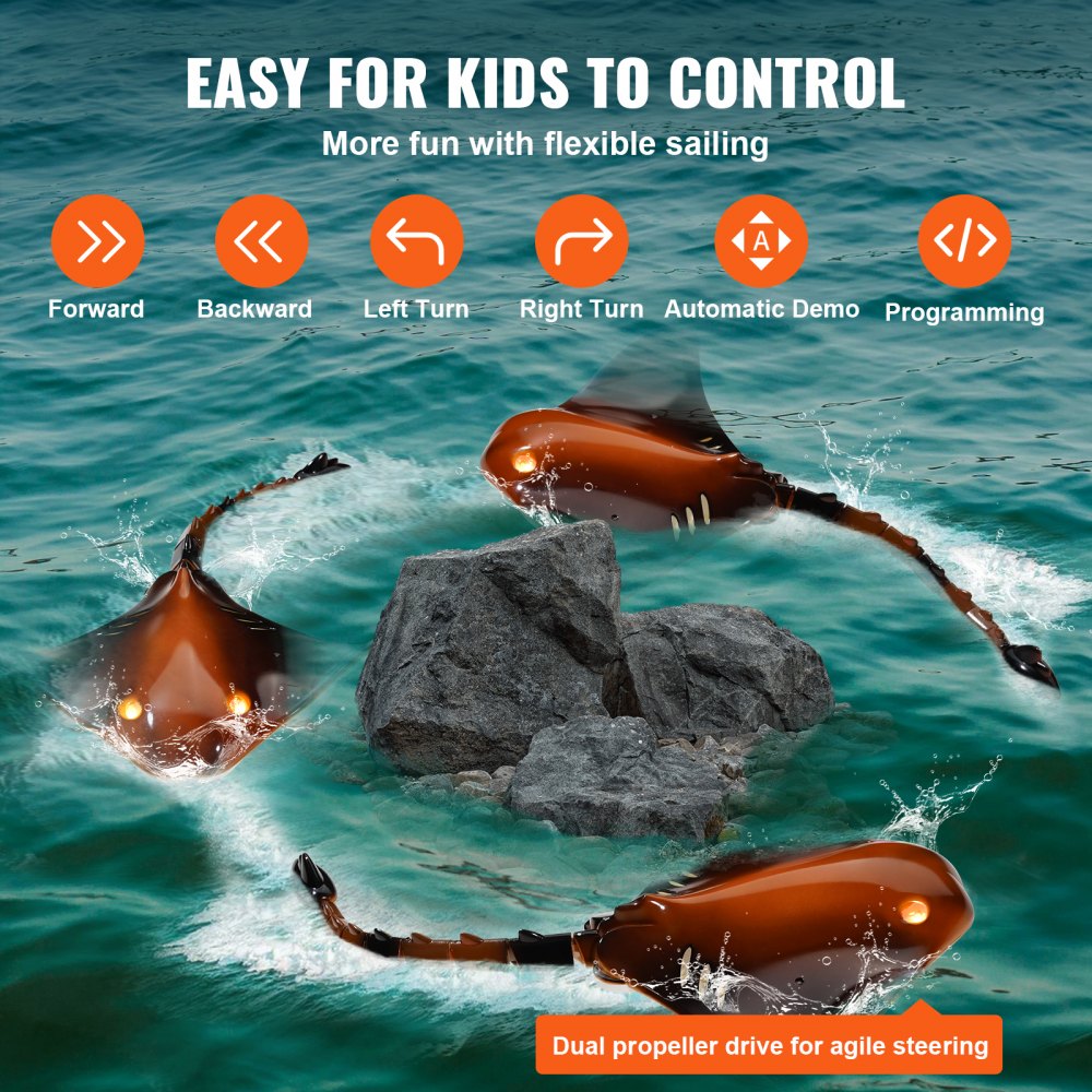 VEVOR Remote Control Manta Ray Toy 2.4 GHz High Speed RC Boat Kids Adults Gift 