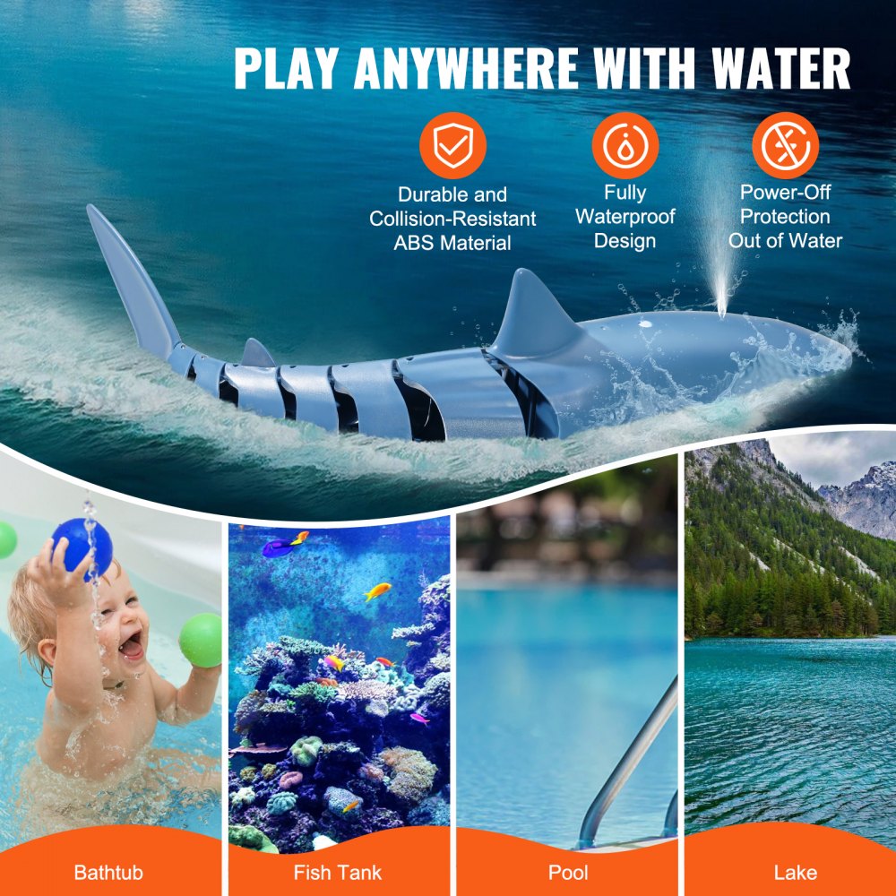 VEVOR Remote Control Shark Toy 2.4 GHz High Speed RC Boat for Kids Adults Gift 