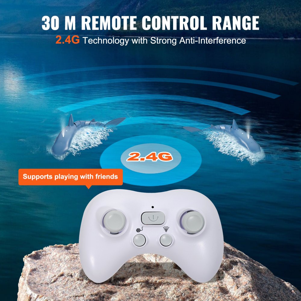 VEVOR Remote Control Shark Toy 2.4 GHz High Speed RC Boat for Kids Adults Gift 