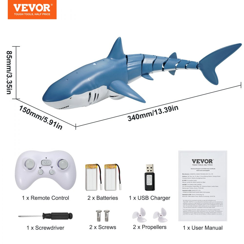 VEVOR Remote Control Shark Toy 2.4 GHz High Speed RC Boat for Kids Adults Gift 