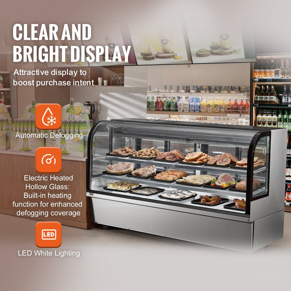 VEVOR Refrigerated Display Case Bakery Display Fridge Case 32 cu ft/901L 4-Tier 