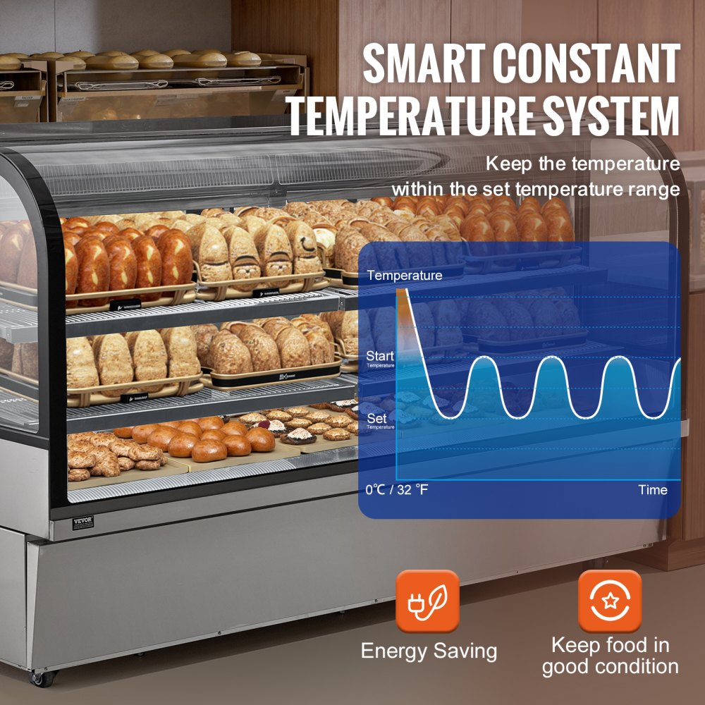 VEVOR Refrigerated Display Case Bakery Display Fridge Case 32 cu ft/901L 4-Tier 