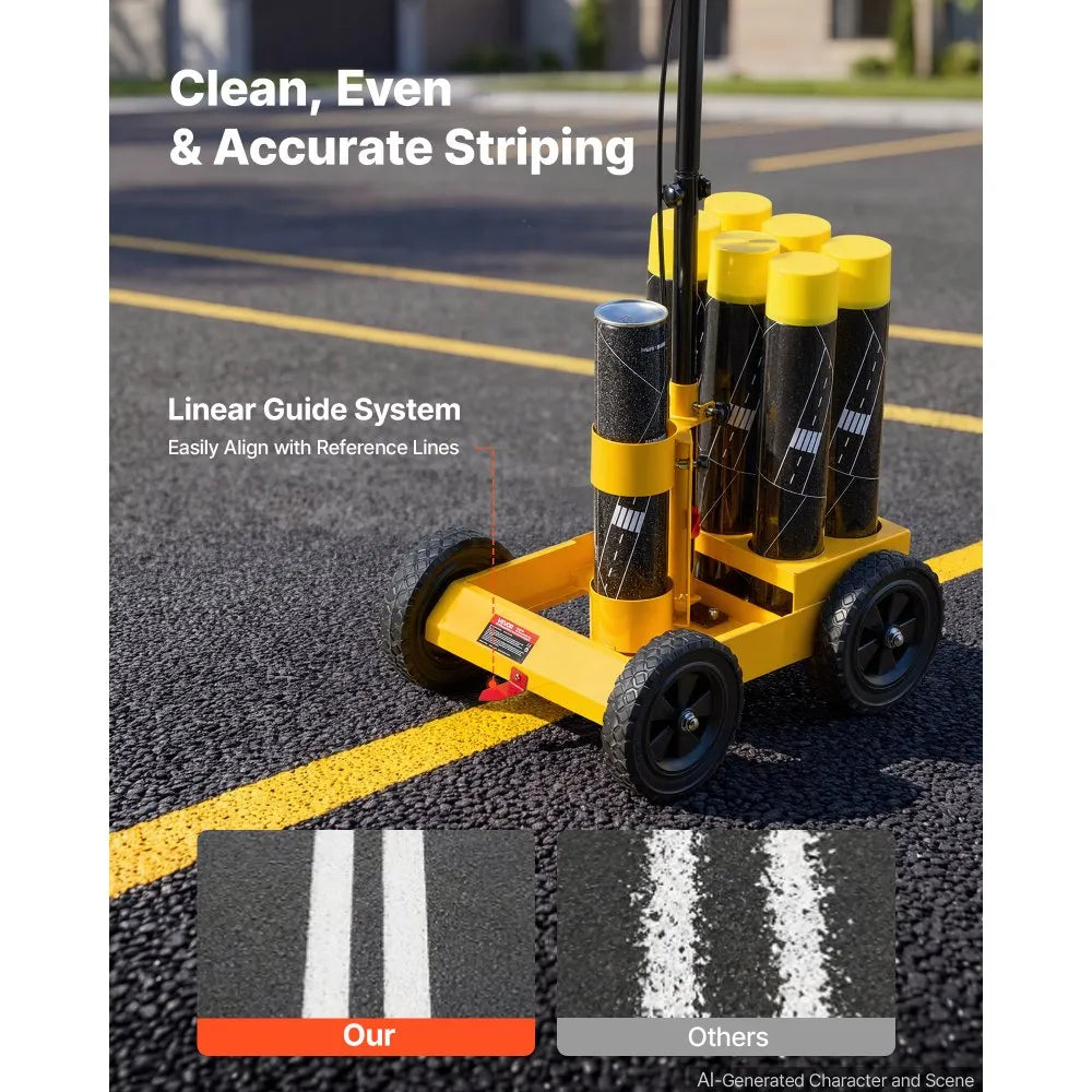 6-Can Striping Line Marking Machine with 4 Wheels – Adjustable 2–4" Parking Lot & Field Line Painter