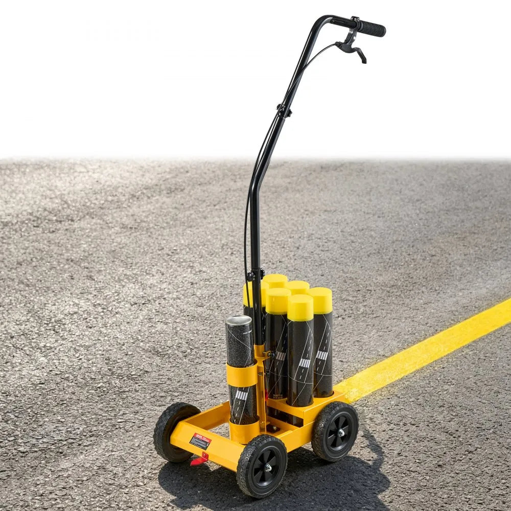 6-Can Striping Line Marking Machine with 4 Wheels – Adjustable 2–4" Parking Lot & Field Line Painter