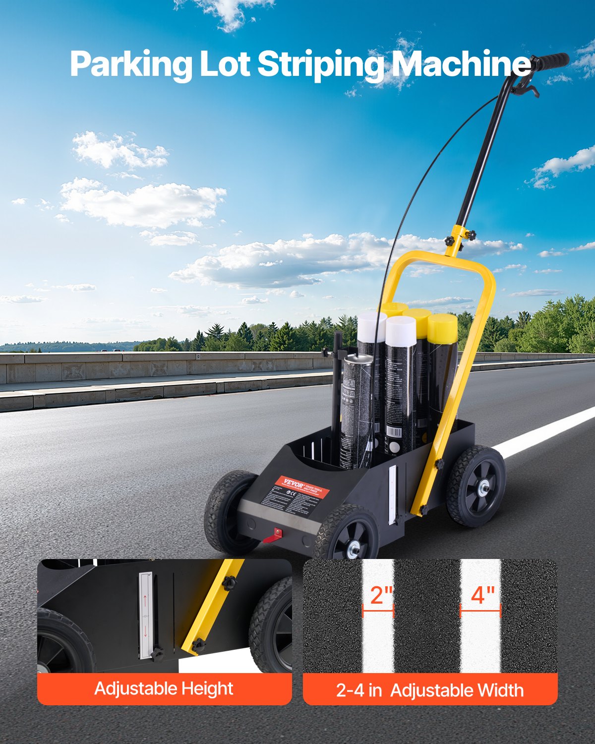 VEVOR Striping Line Marking Machine 24 x 13 x 35.4 in Striping Machine Black 