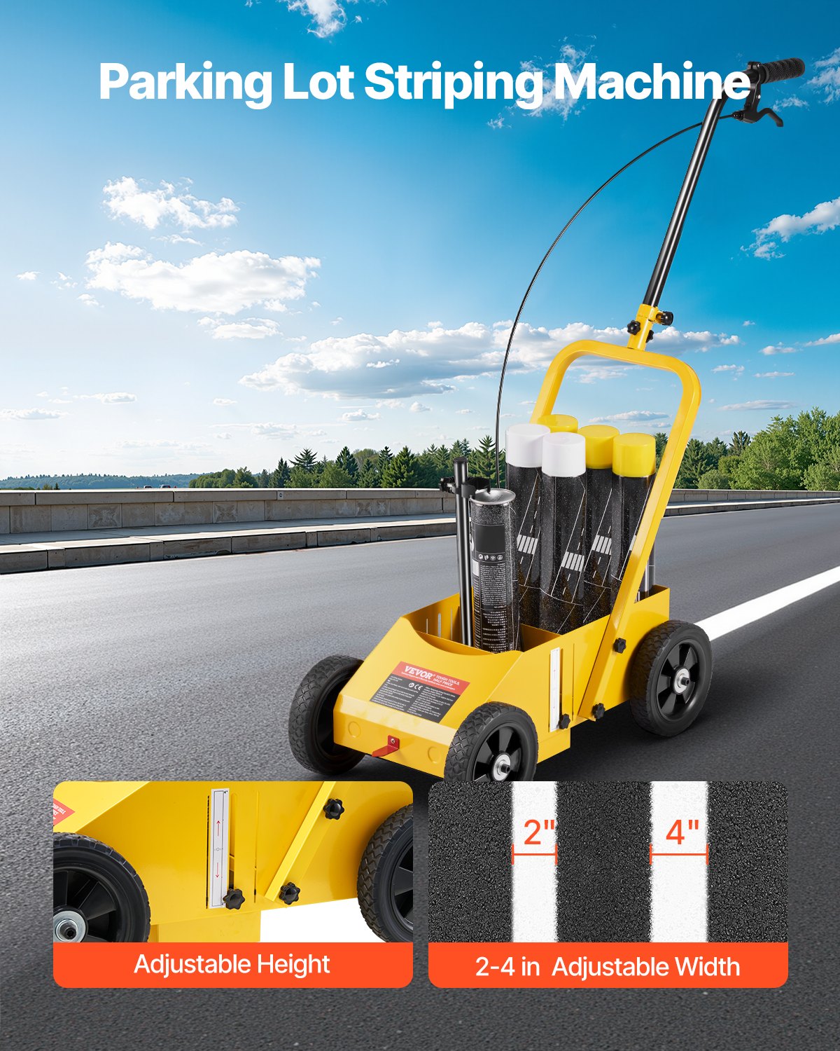 VEVOR Striping Line Marking Machine 24 x 13 x 35.4 in Striping Machine Yellow 