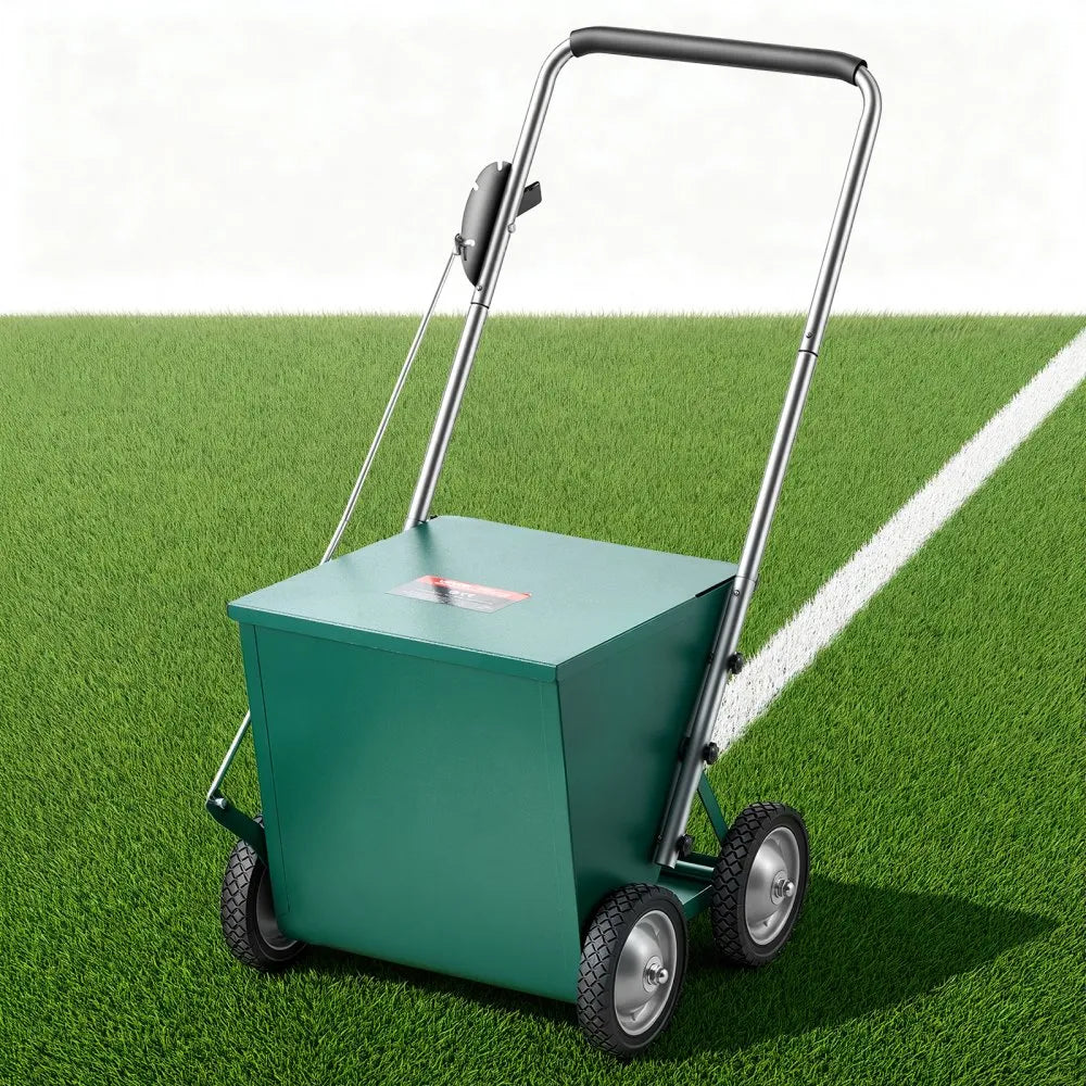 Steel Dry Line Marker with 65 lb Powder Capacity – Adjustable 2–4" Field Chalker with 4 Heavy-Duty Wheels