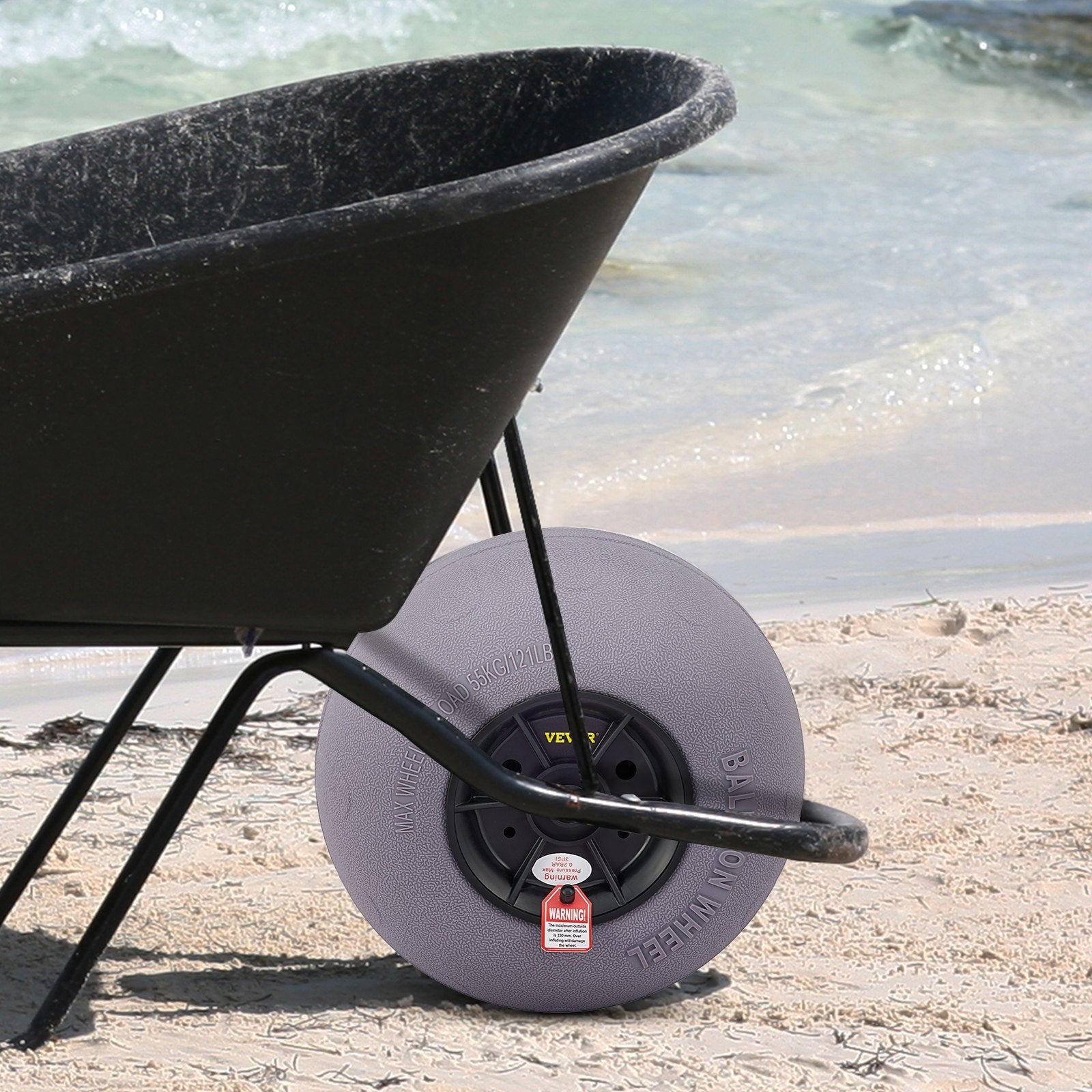 VEVOR Beach Balloon Wheels, 13" Replacement Sand Tires with 32" Stainless Steel Axle, TPU Cart Tires for Kayak Dolly, Canoe Cart and Buggy w/ Free Air Pump, 2-Pack 