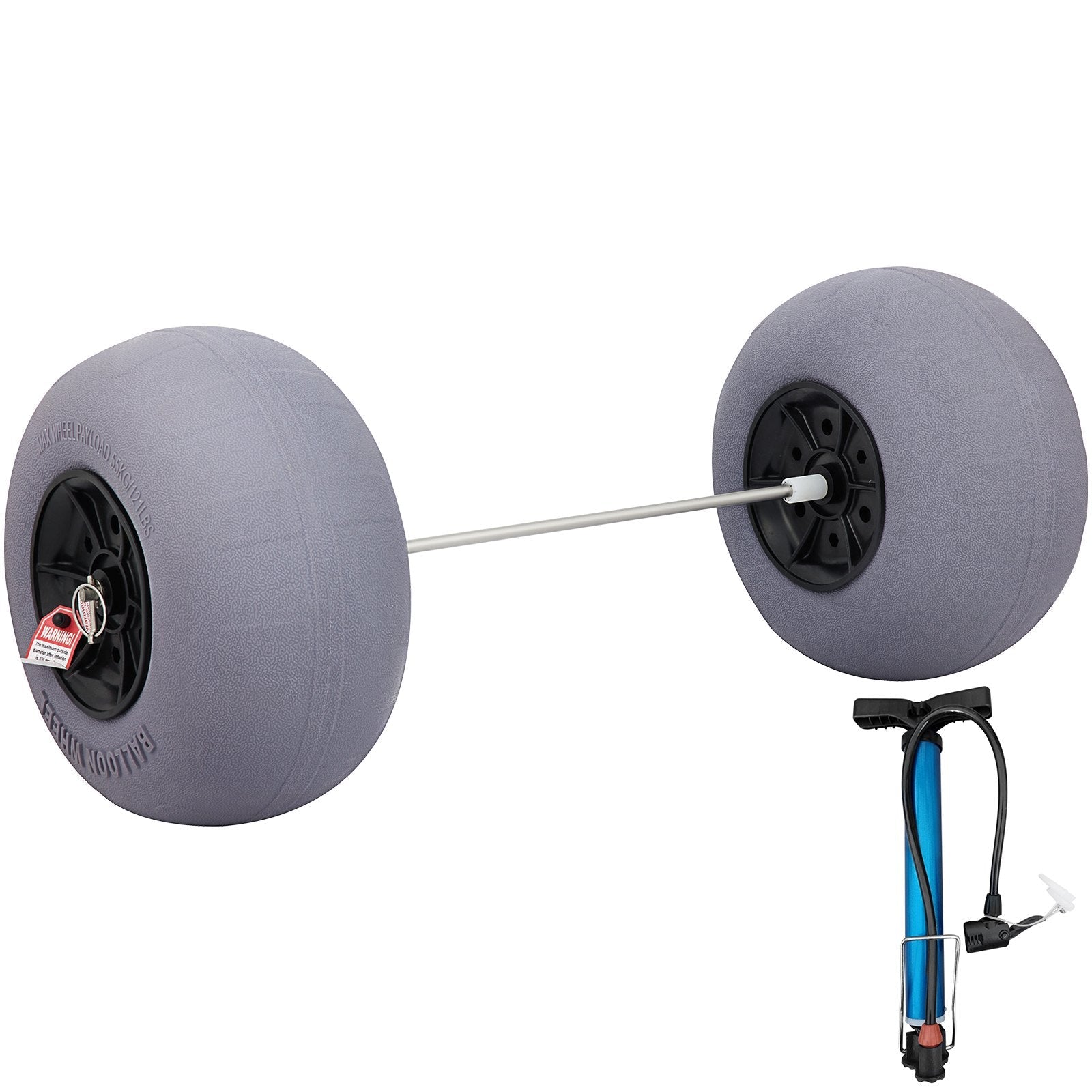 VEVOR Beach Balloon Wheels, 13" Replacement Sand Tires with 32" Stainless Steel Axle, TPU Cart Tires for Kayak Dolly, Canoe Cart and Buggy w/ Free Air Pump, 2-Pack 
