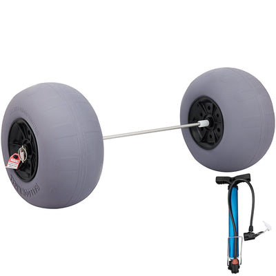 VEVOR Beach Balloon Wheels, 13" Replacement Sand Tires with 32" Stainless Steel Axle, TPU Cart Tires for Kayak Dolly, Canoe Cart and Buggy w/ Free Air Pump, 2-Pack 