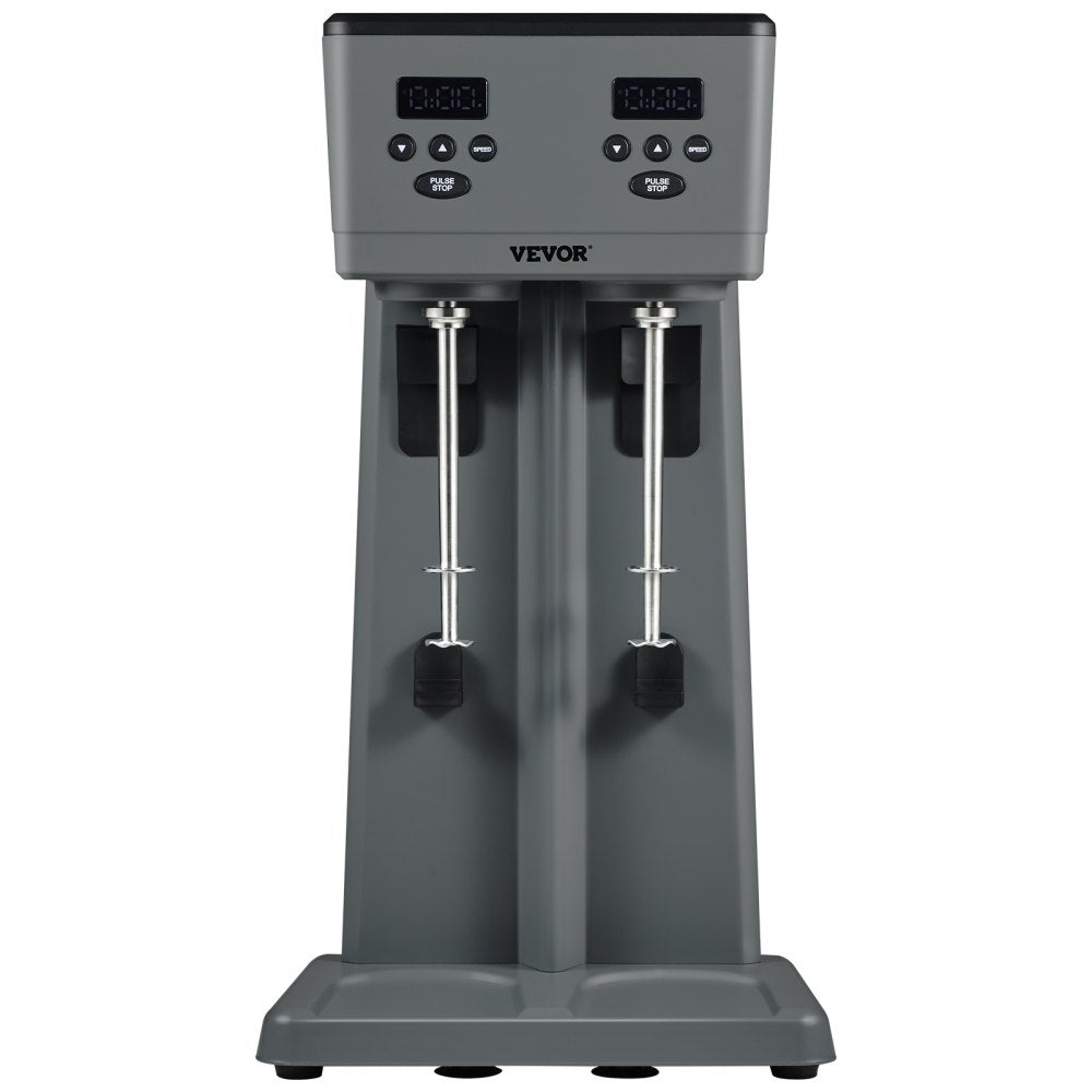 VEVOR Milkshake Maker, 375W x 2 Electric Milkshake Machine, Commercial Double Heads Drink Mixer Blender, LED Intelligent Microswitch, 3-Speed Milkshake Mixer with 2 x 820 ml Stainless Steel Cups 