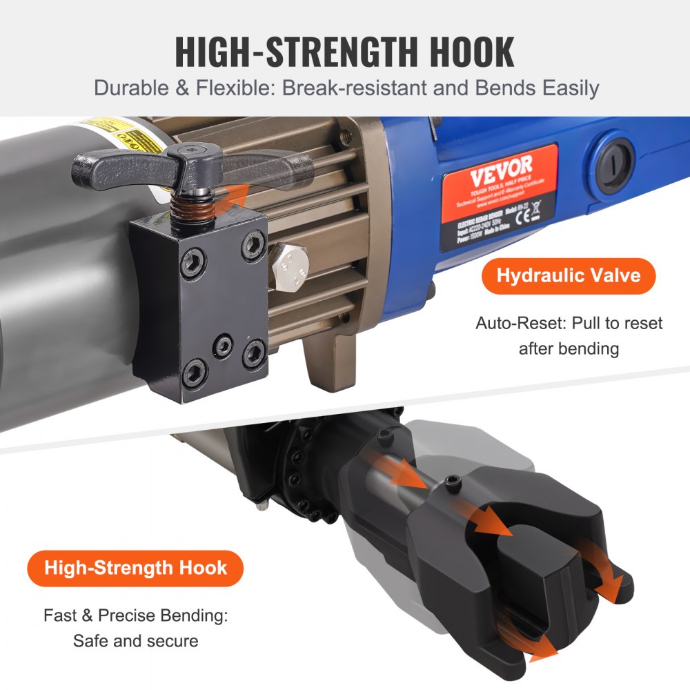 VEVOR 1500W Electric Hydraulic Rebar Bender up to 3/4 Inch #6 (6-20mm) Rebar 
