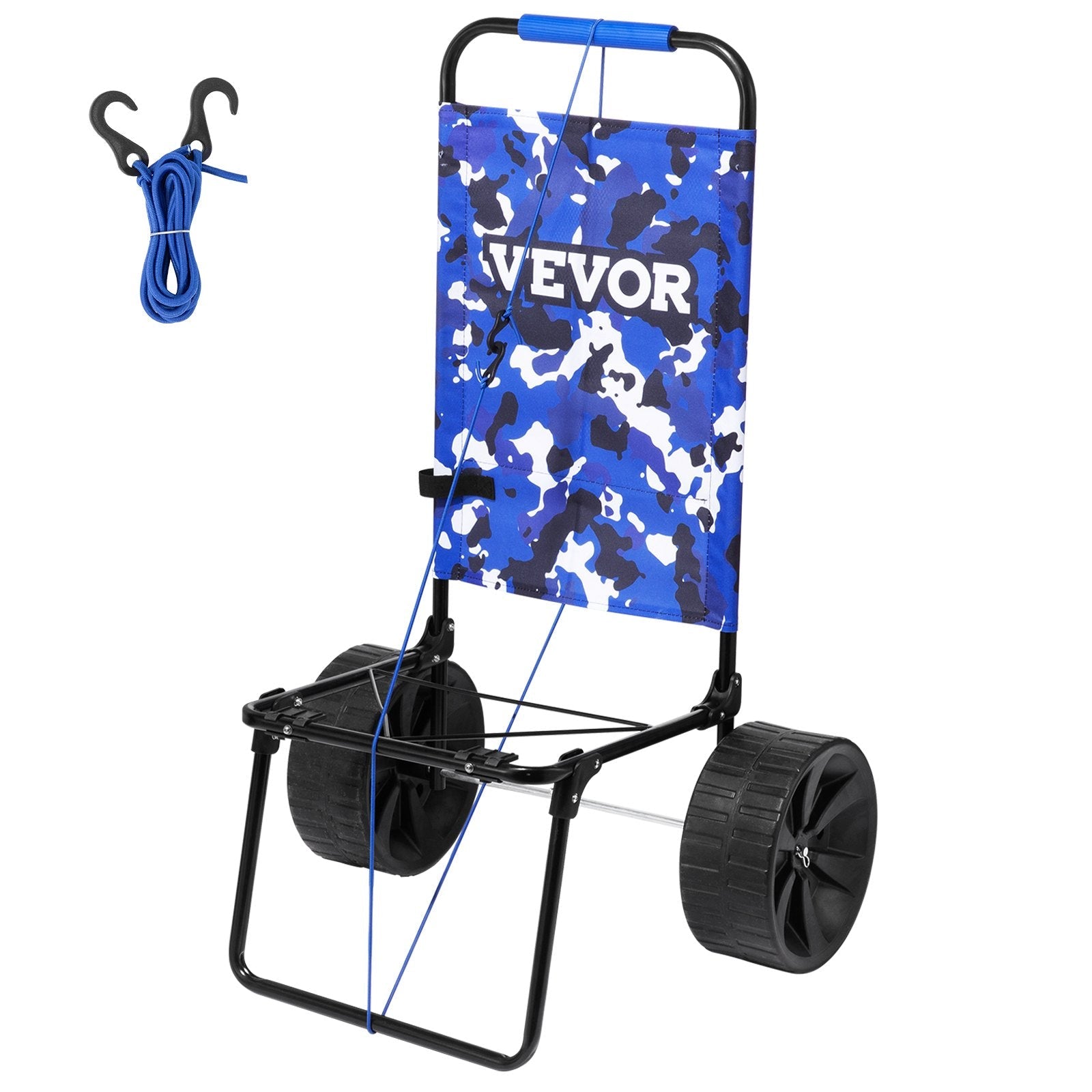VEVOR Beach Dolly with Big Wheels for Sand, 15.4" x 15.7" Cargo Deck, w/ 10" PE Solid Wheels, 69LBS Loading Capacity Folding Sand Cart, Heavy Duty Cart for Picnic, Camping, Fishing, Beach, Gardening 